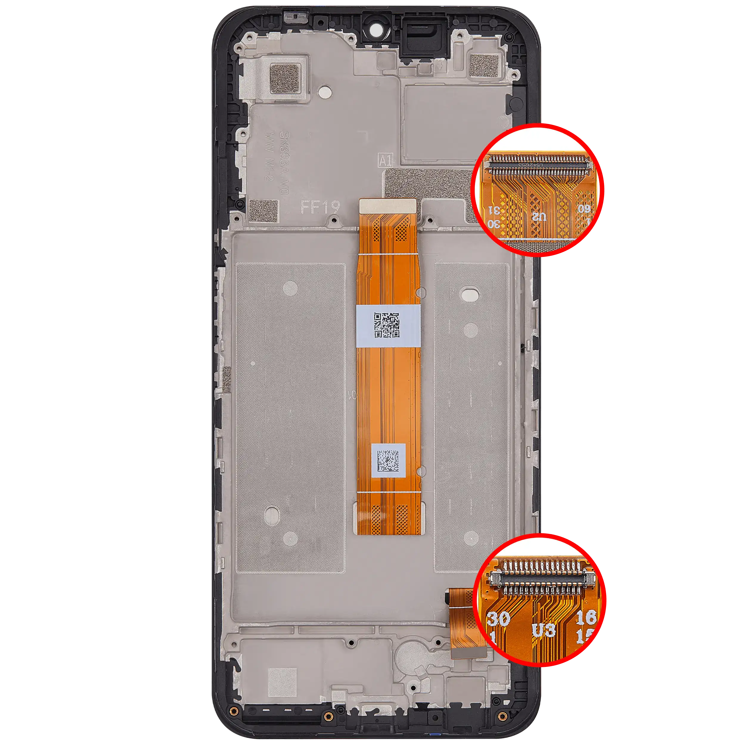 LCD-Display mit Rahmen für Cricket lcon Plus (2026) (SN333C) / AT&T Verge 2 5G (Refurbished) (Alle Farben)
