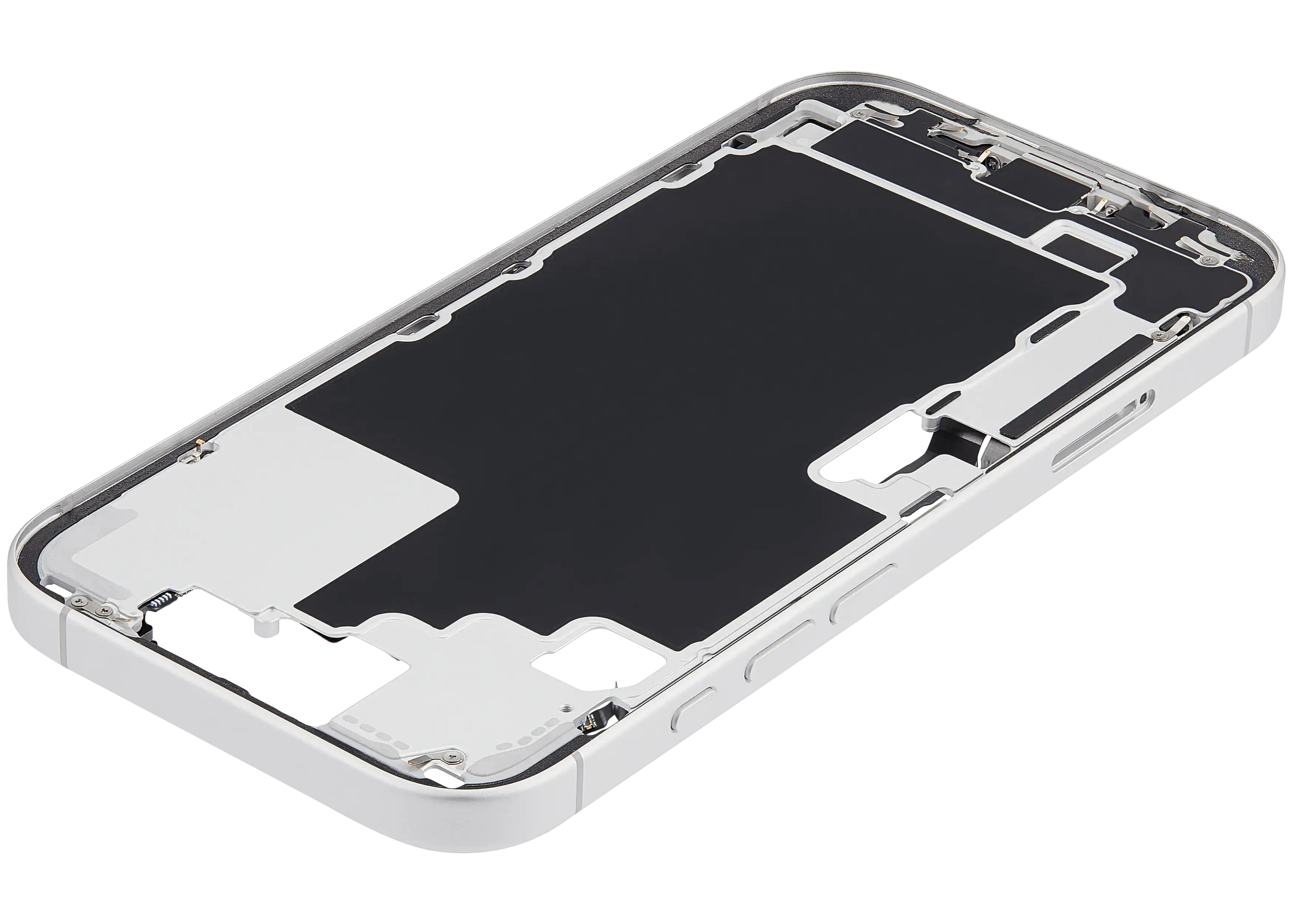 Midframe/Rahmen mit Ladebuchse Flex & Small Parts für iPhone 17 (EU / Global Version) (gebrauchter OEM-Ausbau, Qualität C) (Weiß)
