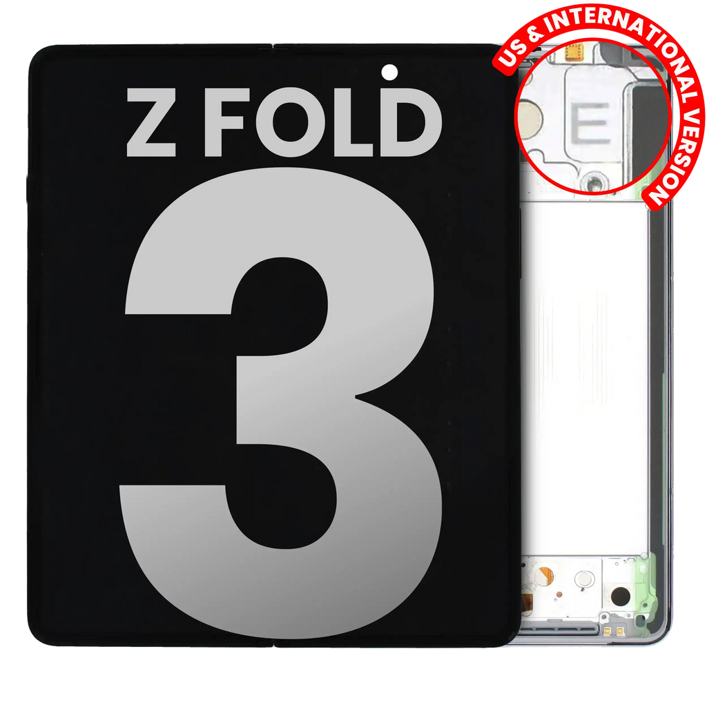 Inner OLED-Display mit Rahmen für Samsung Galaxy Z Fold 3 5G (US & International) ( gebrauchter OEM-Ausbau, Qualität B/C) (Phantom Silver)