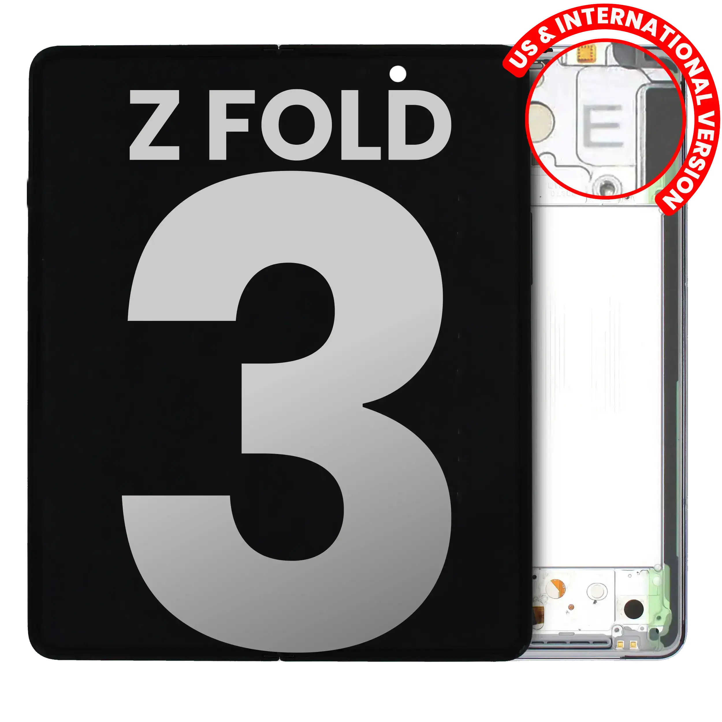 Inner OLED-Display mit Rahmen für Samsung Galaxy Z Fold 3 5G (US & International) ( gebrauchter OEM-Ausbau, Qualität B/C) (Phantom Silver)