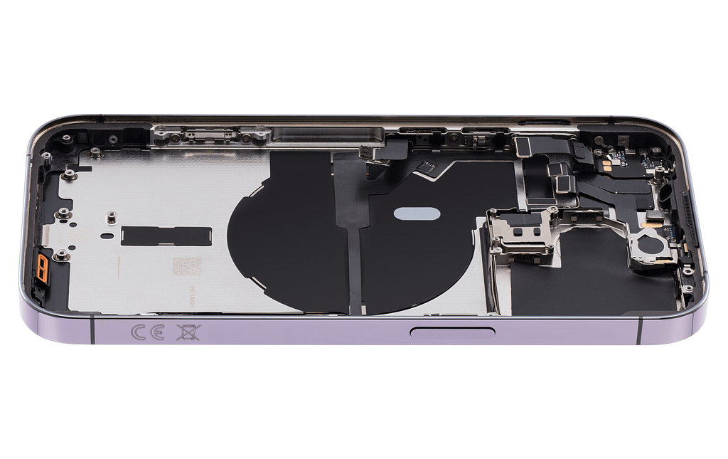 Backcover/Rahmen mit Small Parts für iPhone 14 Pro (EU / Global Version) (gebrauchter OEM-Ausbau, Qualität A) (Deep Purple)