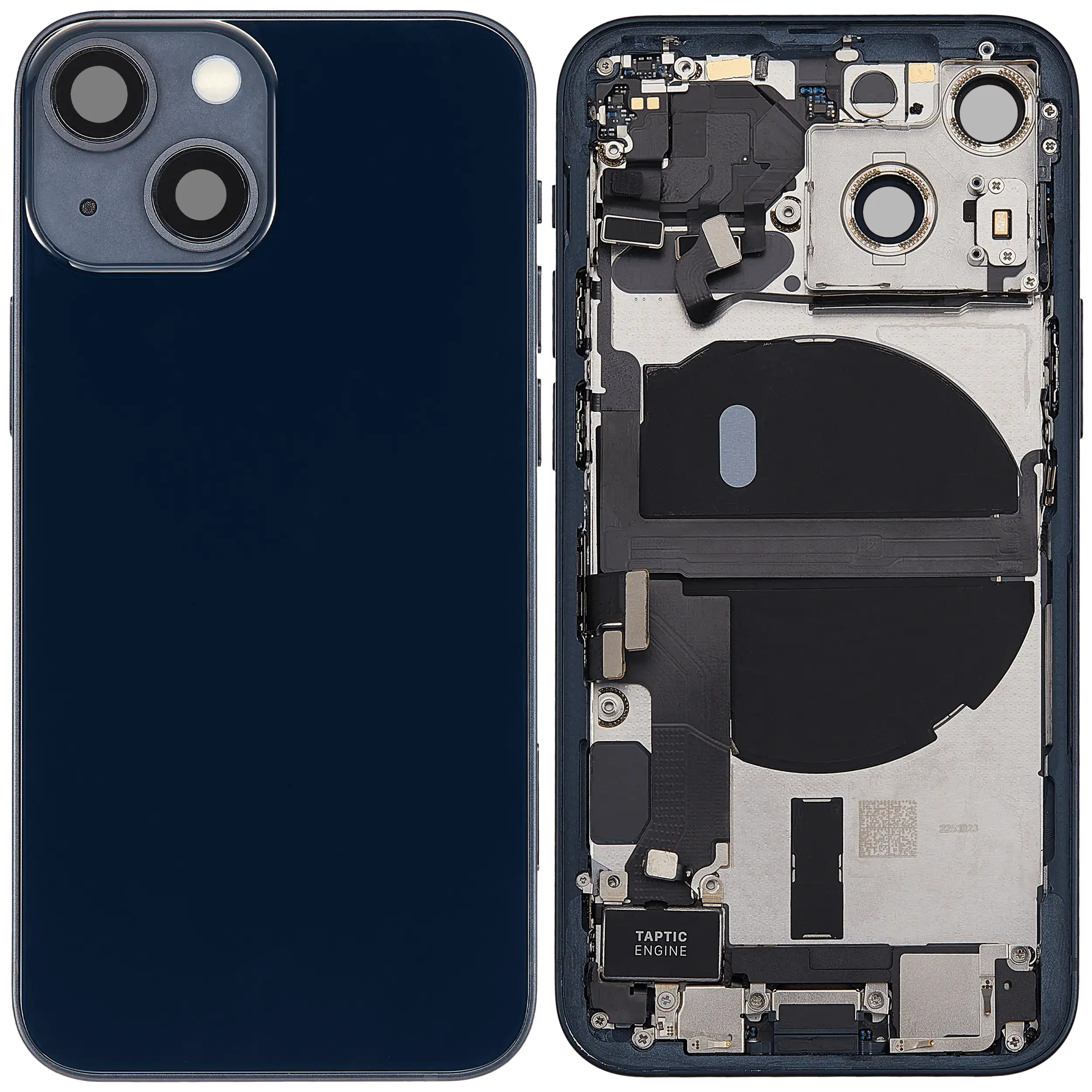Backcover/Rahmen mit Ladebuchse Flex & Small Parts für iPhone 13 Mini (US-Version) (gebrauchter OEM-Ausbau, Qualität A) (Midnight)