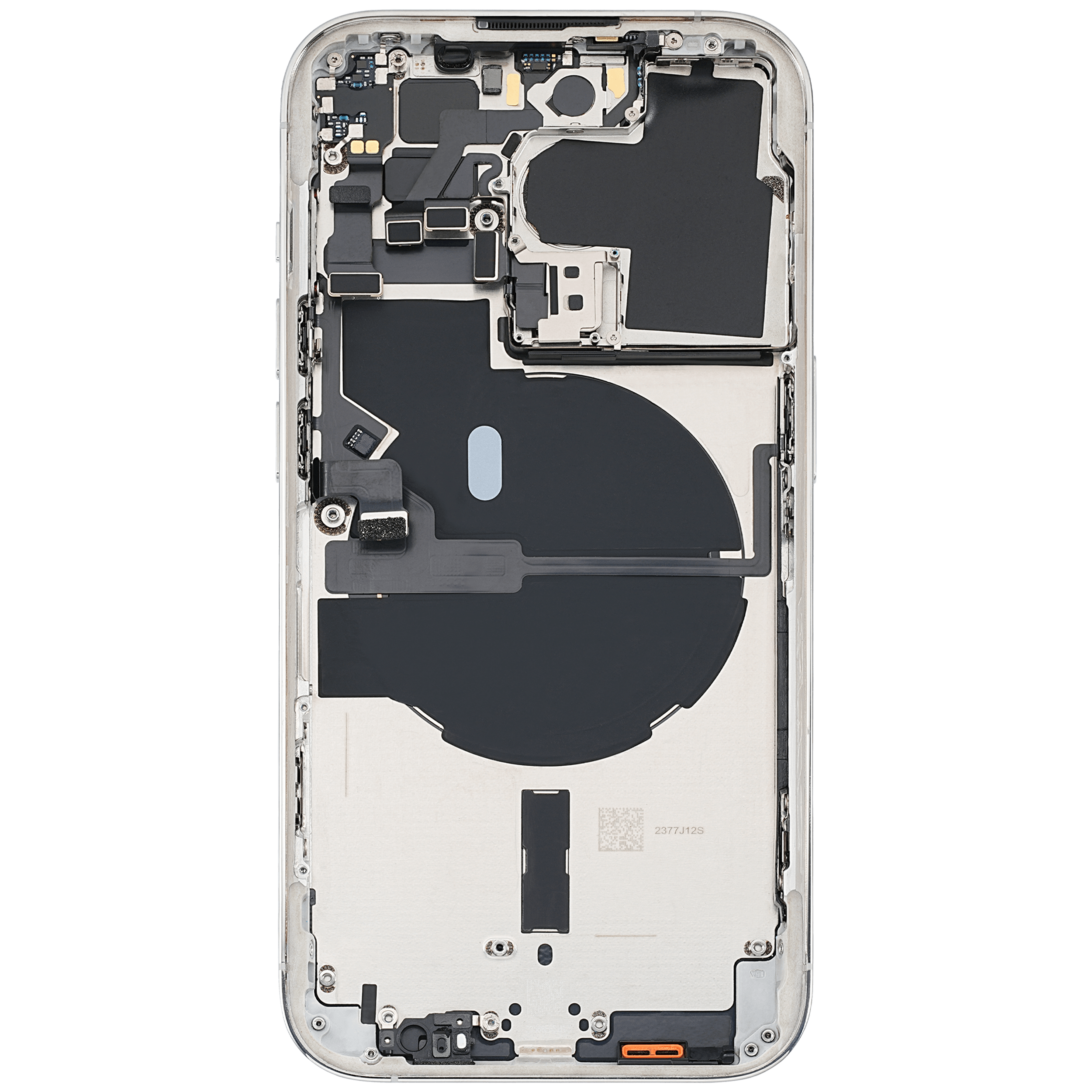 Backcover/Rahmen mit Small Parts für iPhone 14 Pro (EU / Global Version) (gebrauchter OEM-Ausbau, Qualität A) (Silber)