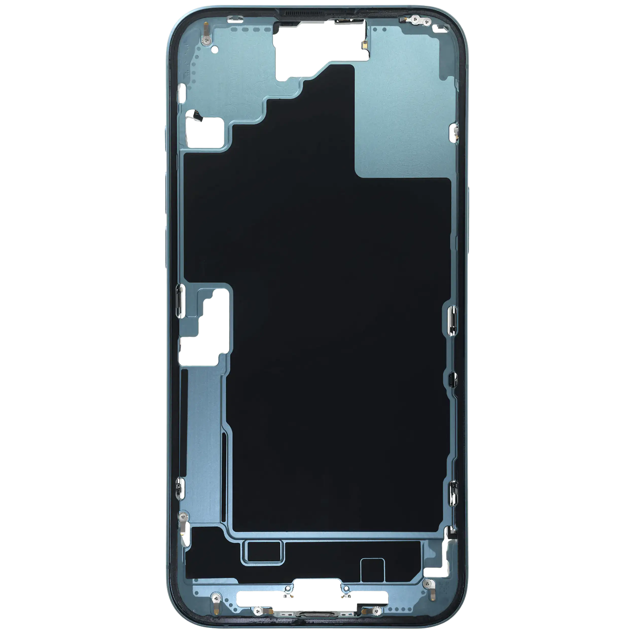 Midframe/Rahmen mit Small Parts für iPhone 16 Plus (US-Version) (gebrauchter OEM-Ausbau, Qualität C) (Teal)