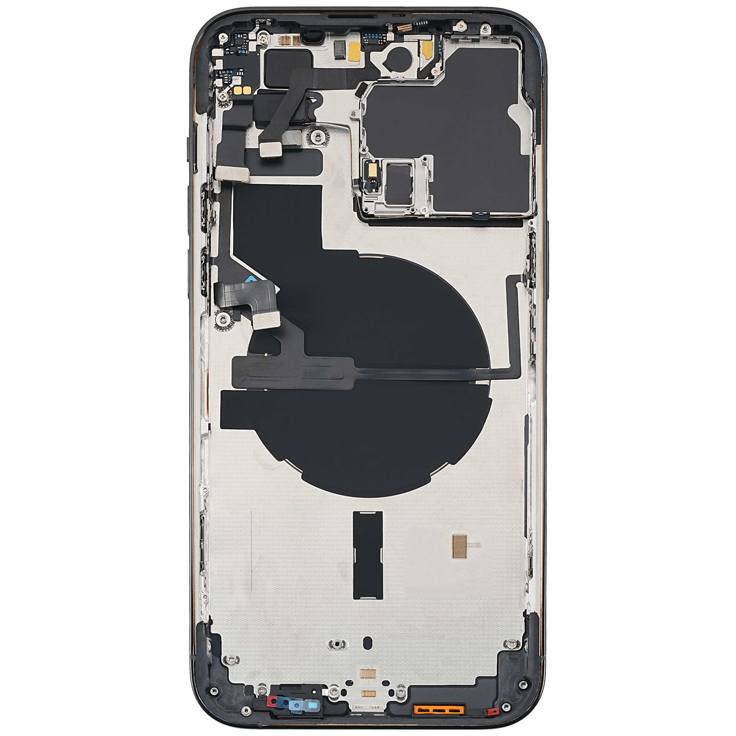 Backcover/Rahmen mit Small Parts für iPhone 14 Pro Max (EU / Global Version) (gebrauchter OEM-Ausbau, Qualität A) (Space Schwarz)
