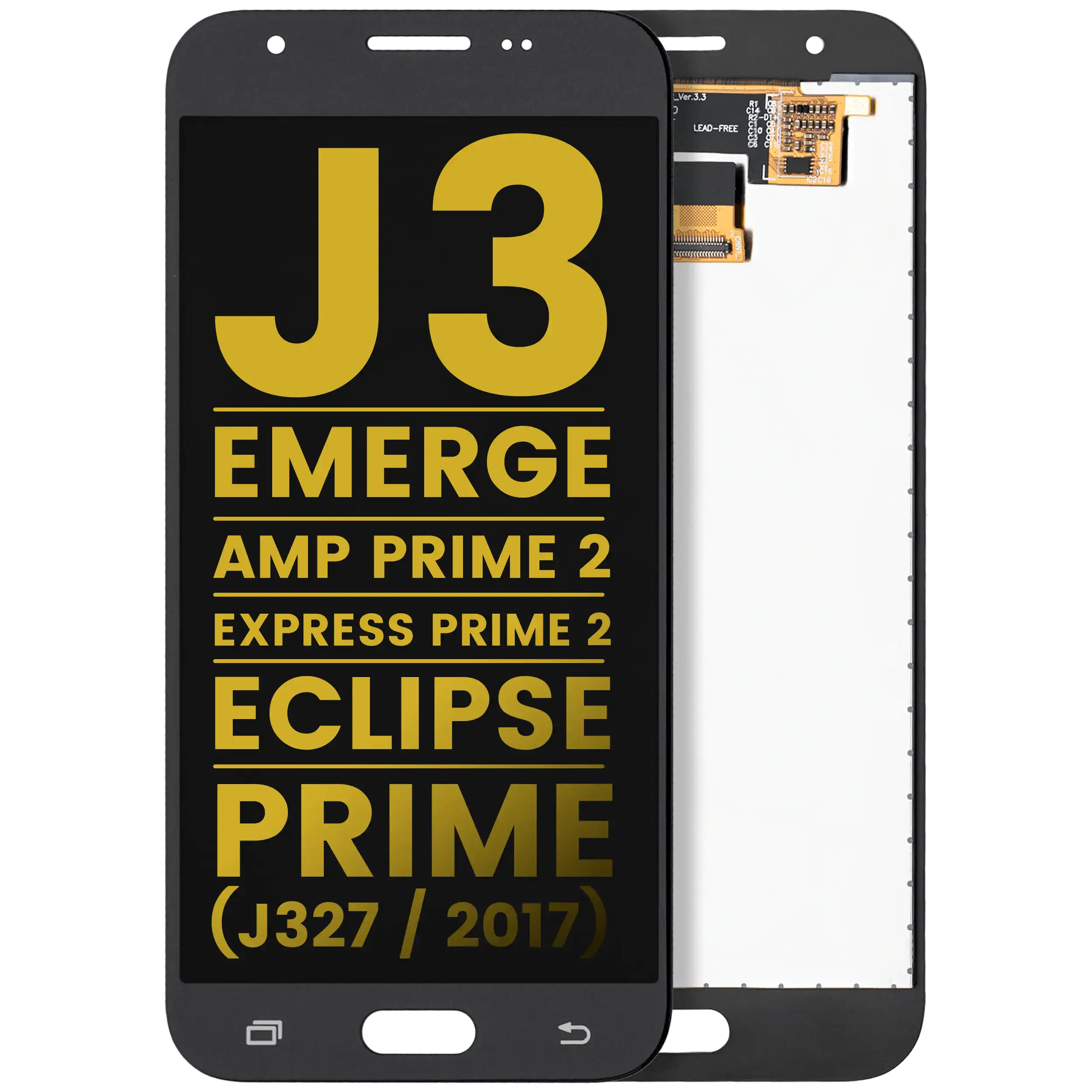 LCD-Display ohne Rahmen für Samsung Galaxy J3 / Emerge / Amp Prime 2 / Express Prime 2 / Eclipse / Prime (J327 / 2017) (Refurbished) (Schwarz)