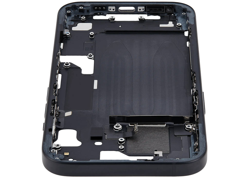 Midframe/Rahmen mit Small Parts für iPhone 15 (EU / Global Version) (Gebrauchter Ausbau/Pull, Qualität B) (Schwarz)