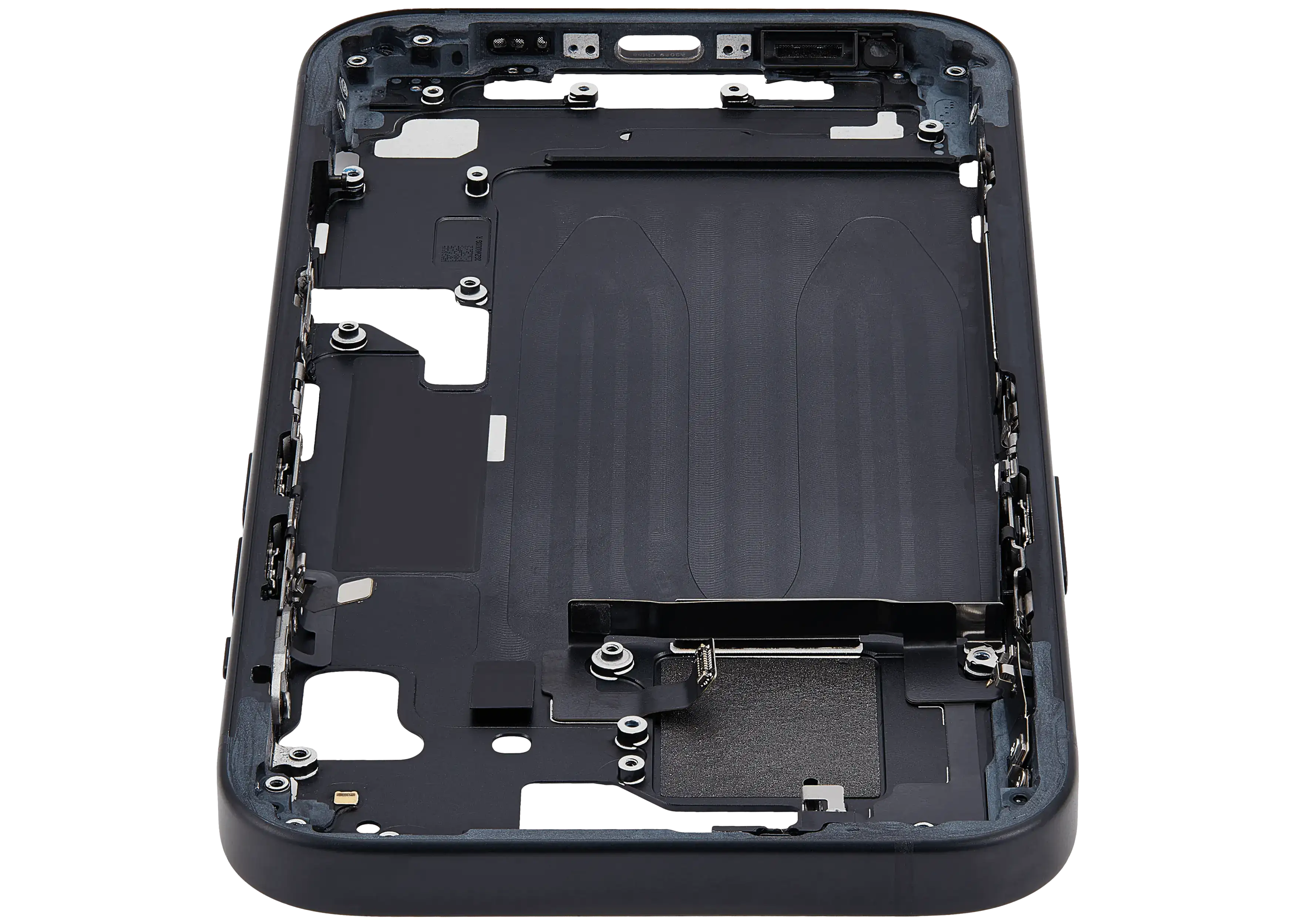 Midframe/Rahmen mit Small Parts für iPhone 15 (EU / Global Version) (Gebrauchter Ausbau/Pull, Qualität B) (Schwarz)