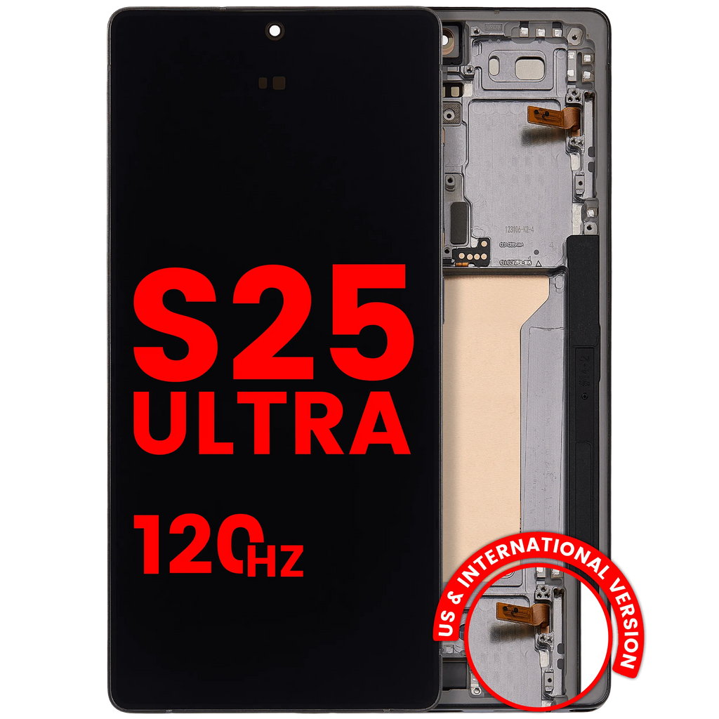 OLED-Display mit Rahmen für Samsung Galaxy S25 Ultra 5G (US & International) (Aftermarket Pro) (120Hz) (Titanium Jet Black)