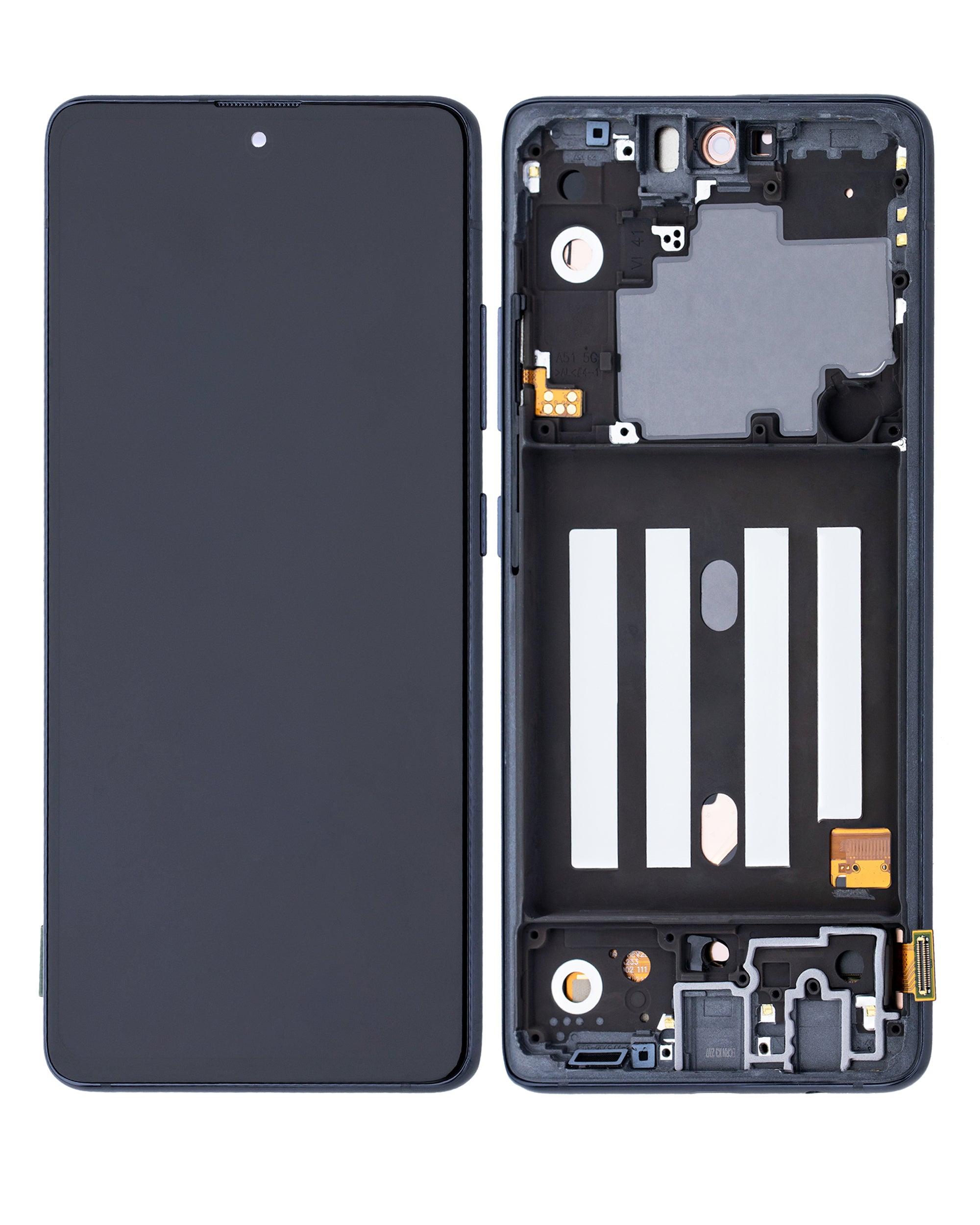 OLED-Display mit Rahmen für Samsung Galaxy A51 5G (A516 / 2020) (Non-Verizon 5G UW Frame) (6.46") (Aftermarket Plus) (Prism Cube Black)