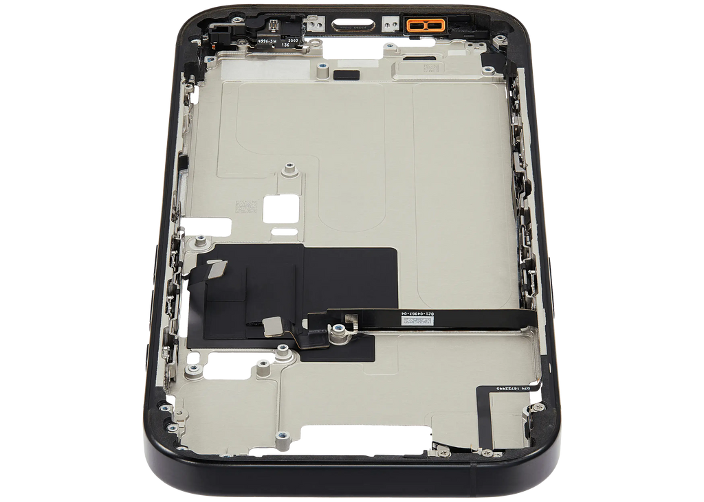Midframe/Rahmen mit Small Parts für iPhone 16 Pro (EU / Global Version) (gebrauchter OEM-Ausbau, Qualität A) (Schwarz Titanium)