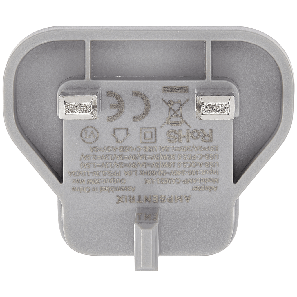AmpSentrix 30W 2-in-1 USB-C / USB-A Wall Adapter (220V / UK Plug) (Natural Titanium)