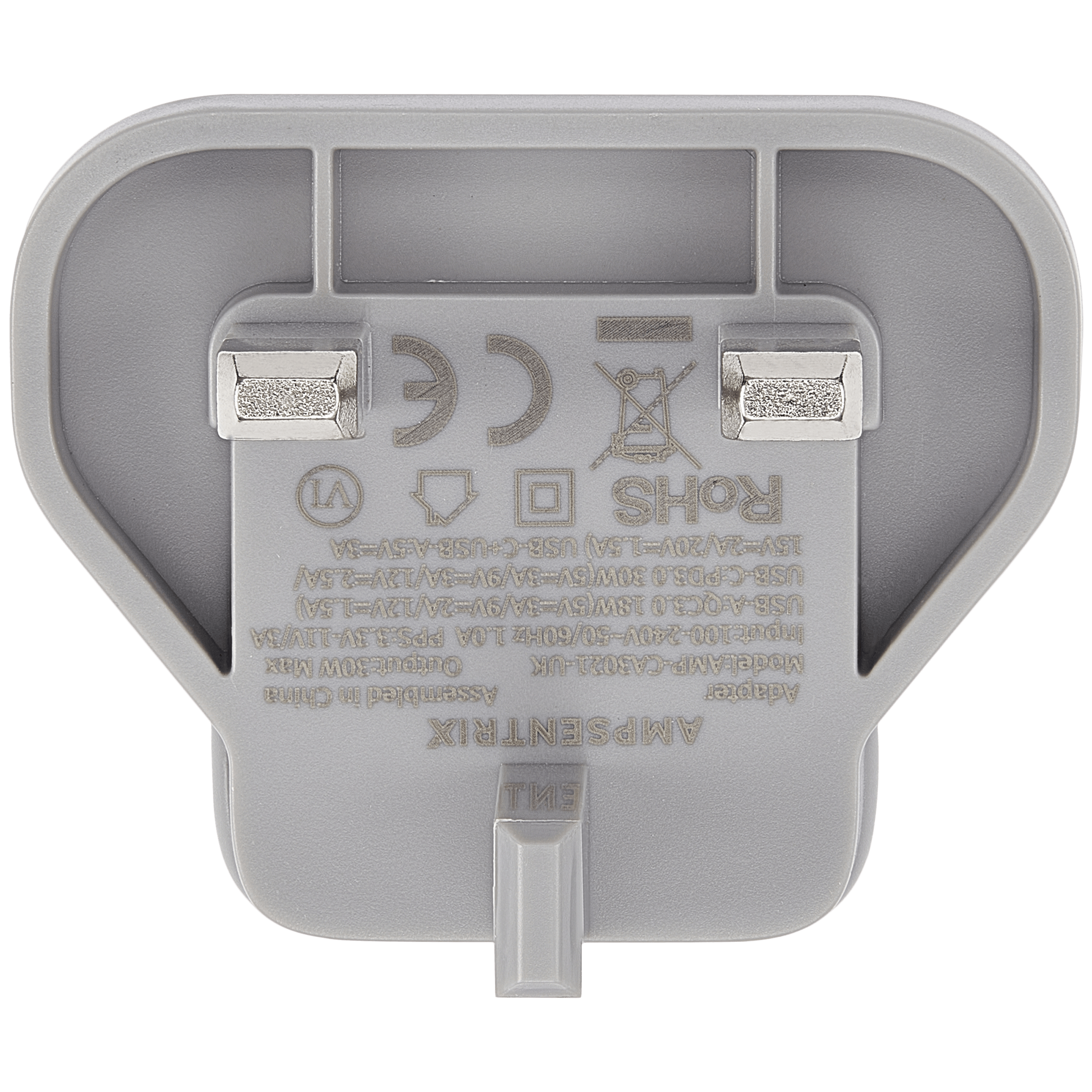 AmpSentrix 30W 2-in-1 USB-C / USB-A Wall Adapter (220V / UK Plug) (Natural Titanium)