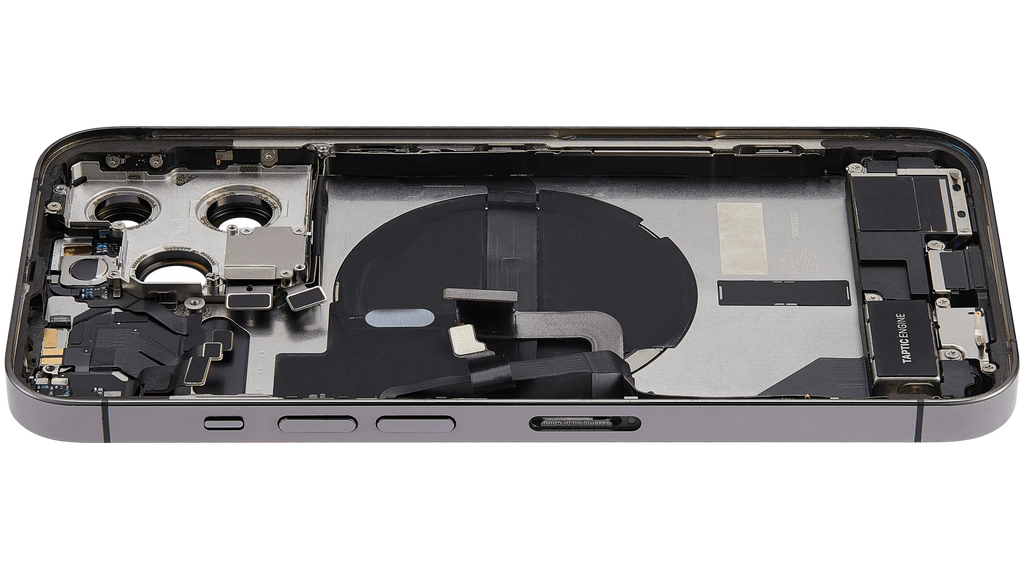 Backcover/Rahmen mit Ladebuchse Flex & Small Parts für iPhone 13 Pro (US-Version) (gebrauchter OEM-Ausbau, Qualität A) (Graphite)