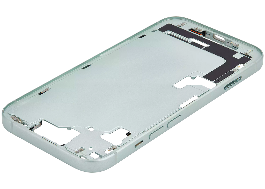 Midframe/Rahmen mit Small Parts für iPhone 15 (EU / Global Version) (gebrauchter OEM-Ausbau, Qualität A) (Grün)