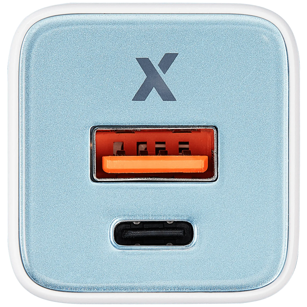 AmpSentrix Pro 30W 2-in-1 USB-C / USB-A GaN Wall Adapter (Teal)