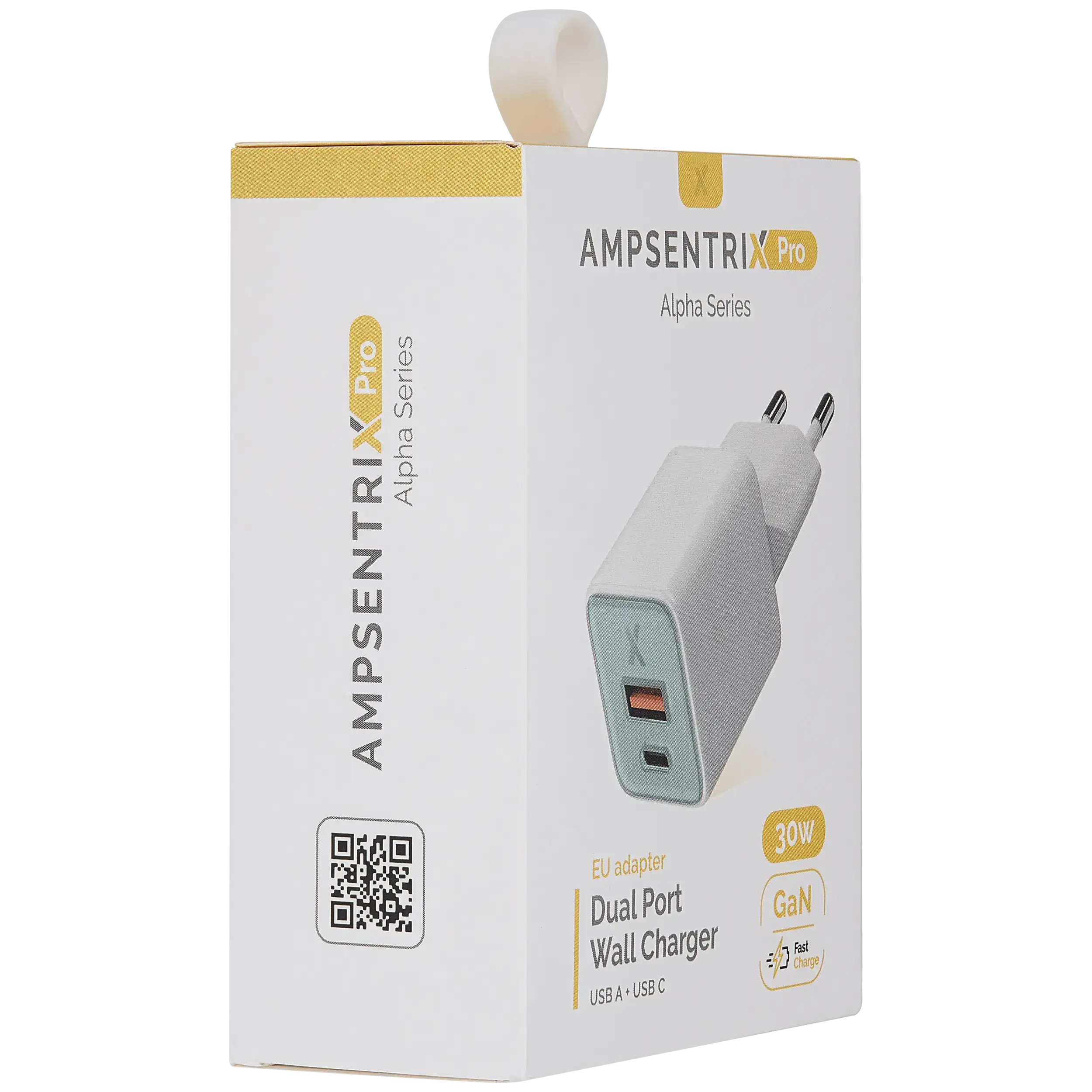 AmpSentrix Pro 30W 2-in-1 USB-C / USB-A GaN Wall Adapter (220V / EU Plug) (Teal)