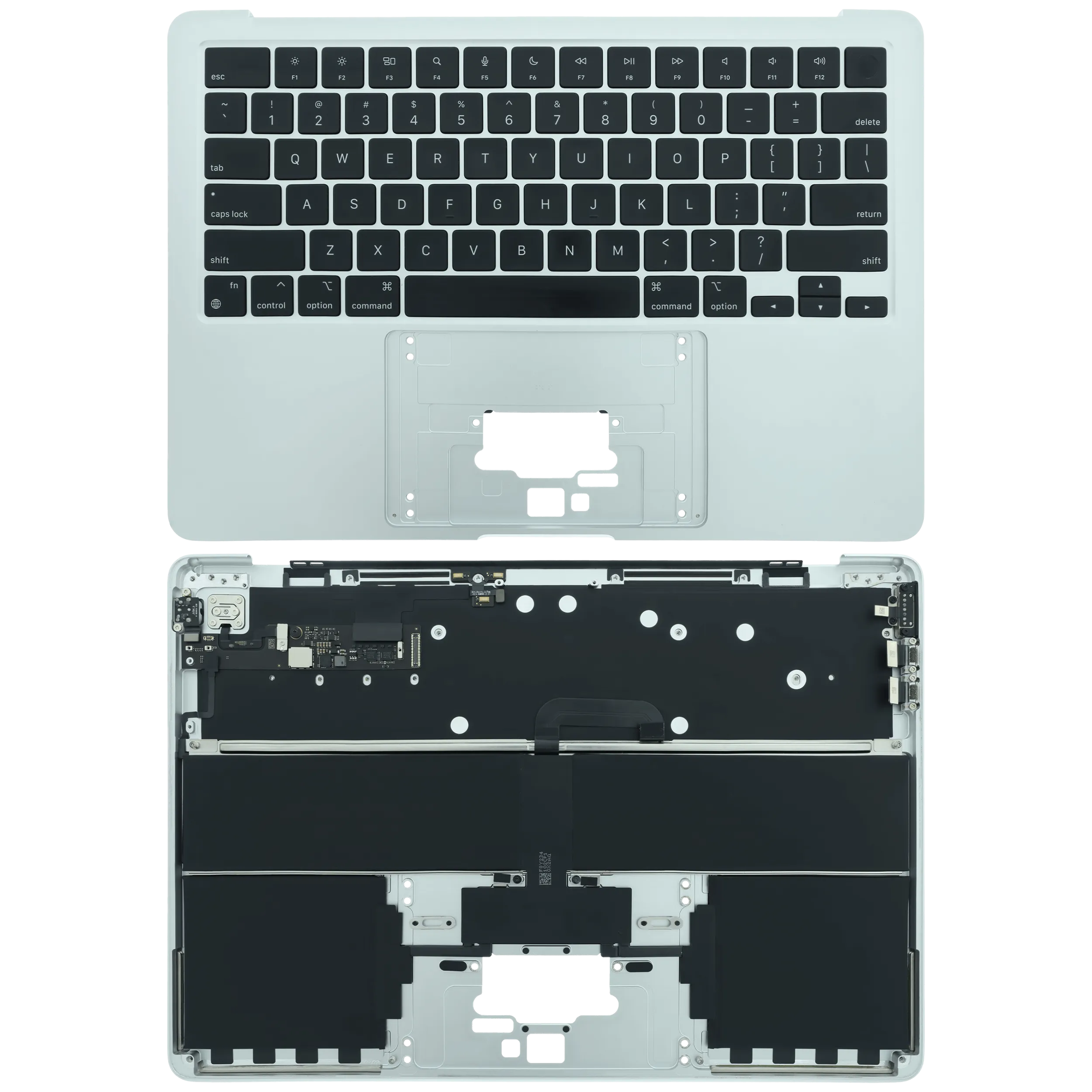 Top Case mit Keyboard (ANSI US) für MacBook Air 13" A2681 (2022) (gebrauchter OEM-Ausbau, Qualität B) (Silber)