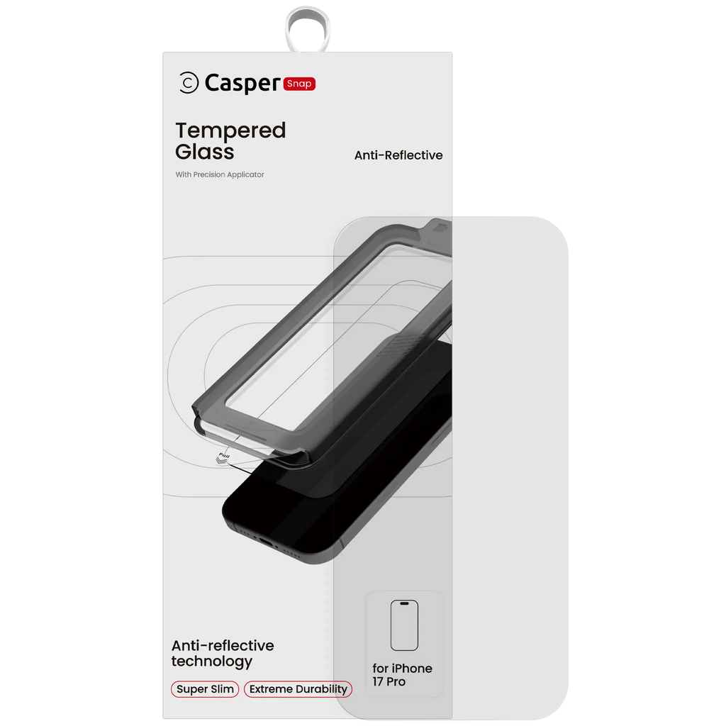 Casper Snap Tempered Glass for iPhone 17 Pro (Retail Pack) (AR Clear)