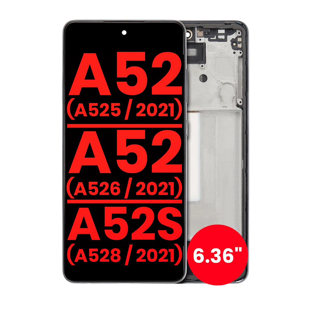 OLED Display with Frame for Samsung Galaxy A52 4G (A525 / 2021) / A52 5G (A526 / 2021) / A52S 5G (A528 / 2021) (6.36") (Aftermarket Plus) (Awesome Black)