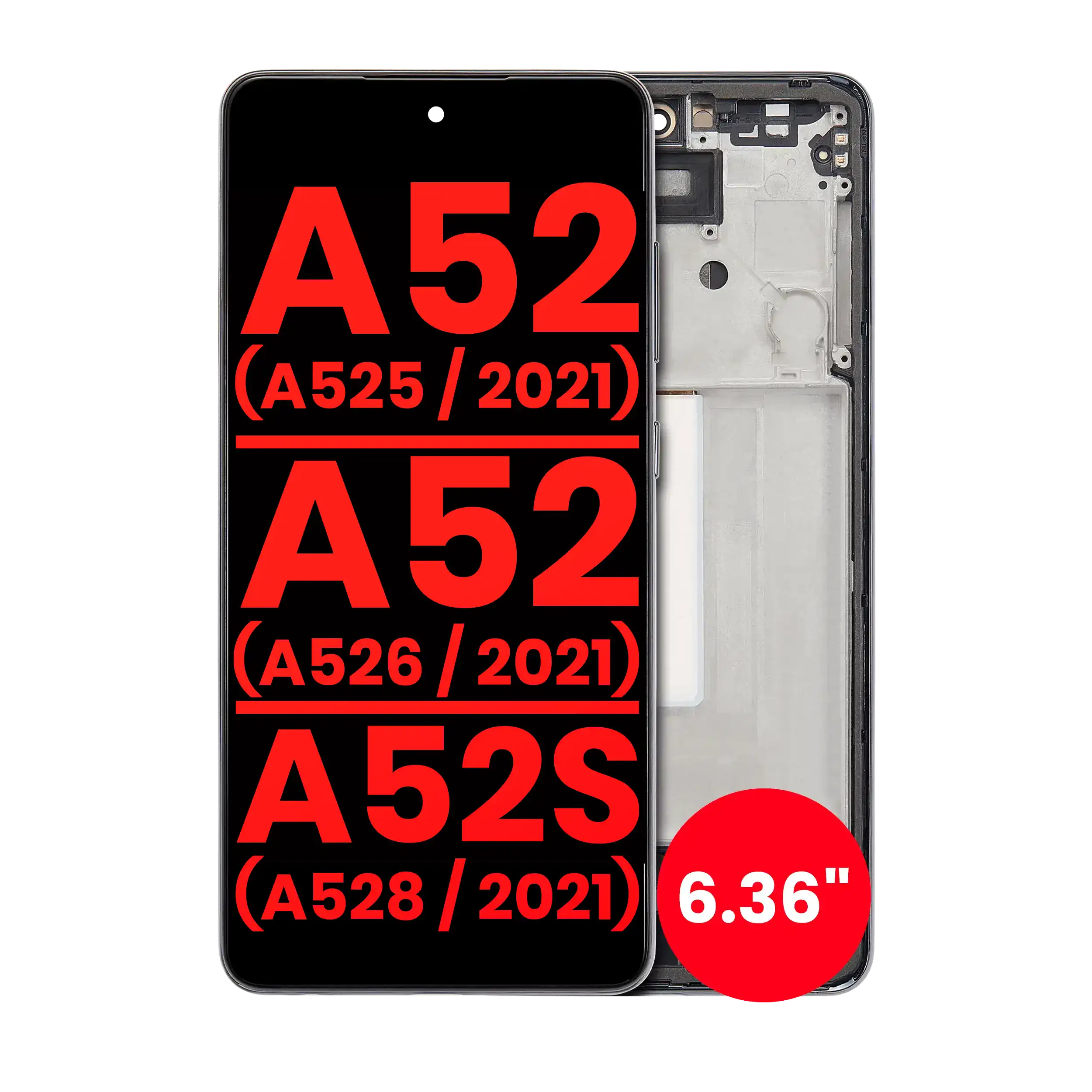 OLED-Display mit Rahmen für Samsung A52/A52S Schwarz Aftermarket Plus