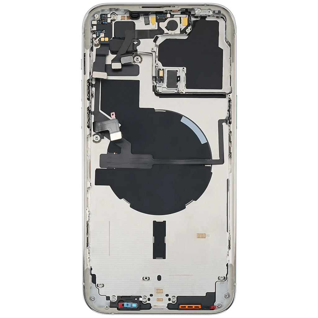 Backcover/Rahmen mit Small Parts für iPhone 14 Pro Max (EU / Global Version) (gebrauchter OEM-Ausbau, Qualität C) (Silber)