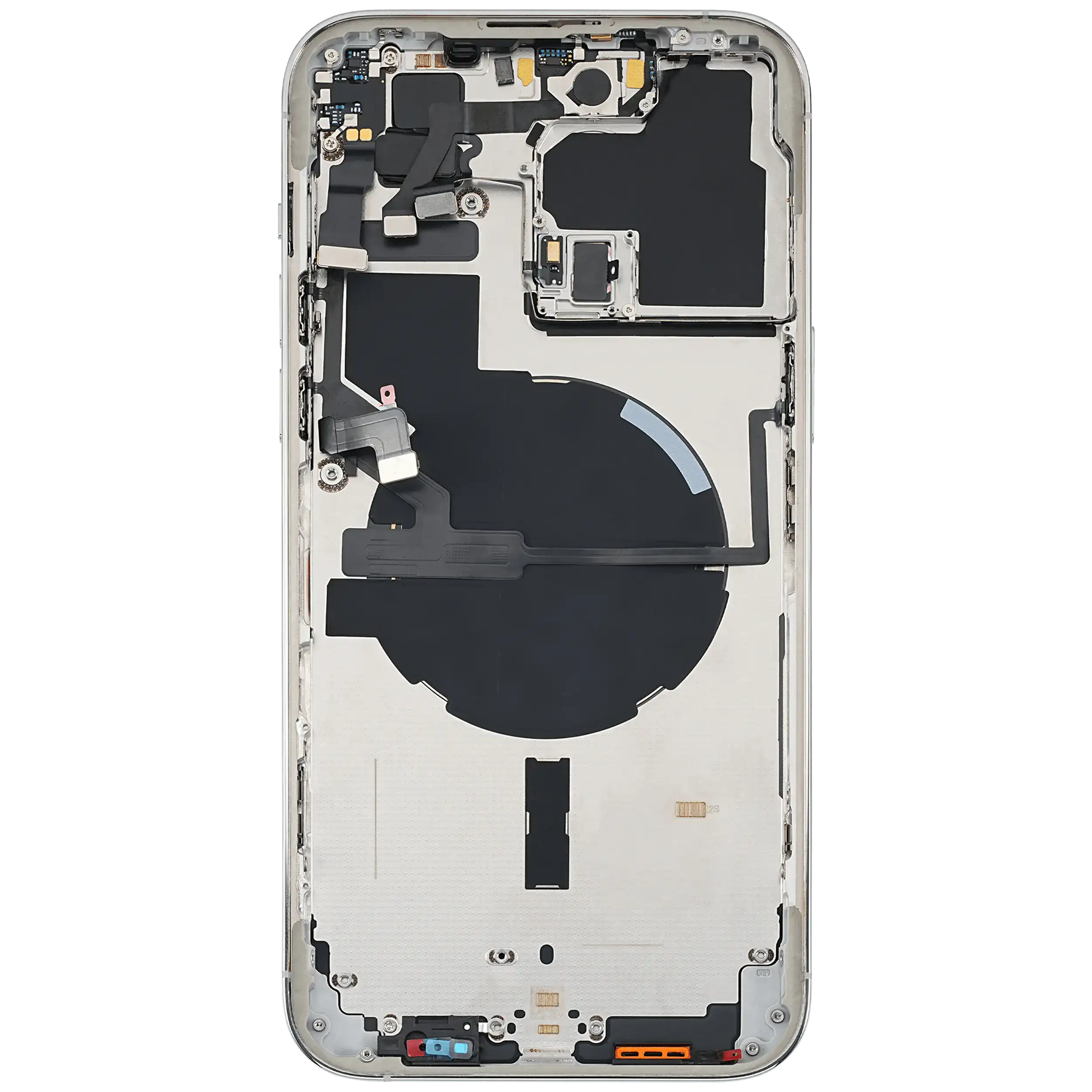 Backcover/Rahmen mit Small Parts für iPhone 14 Pro Max (EU / Global Version) (gebrauchter OEM-Ausbau, Qualität C) (Silber)