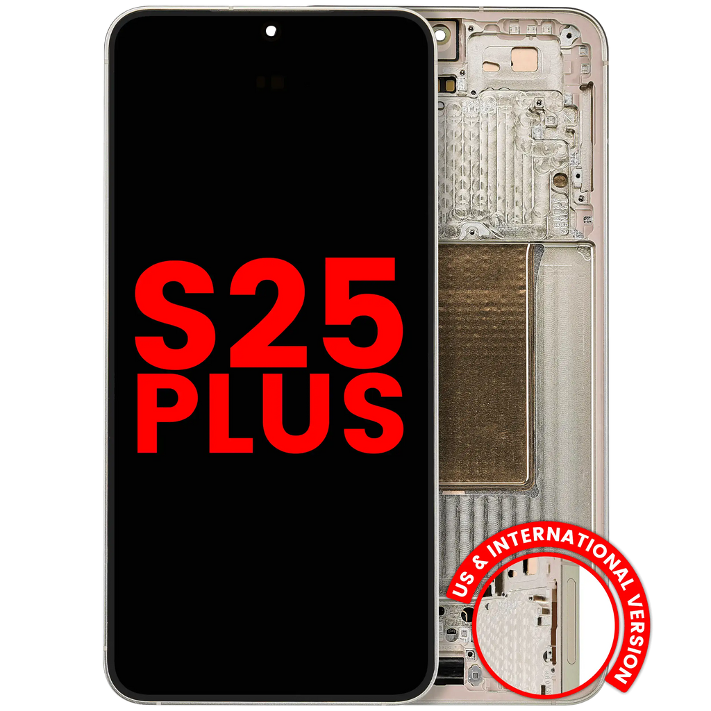 OLED-Display mit Rahmen für Samsung Galaxy S25 Plus 5G (US & Internationale Version) (Aftermarket Plus) (Pink Gold)