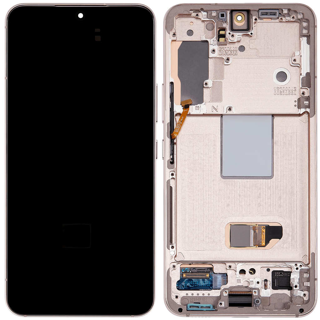 OLED-Display mit Rahmen für Samsung Galaxy S22 5G (US & International) (Aftermarket Plus) (Pink Gold)