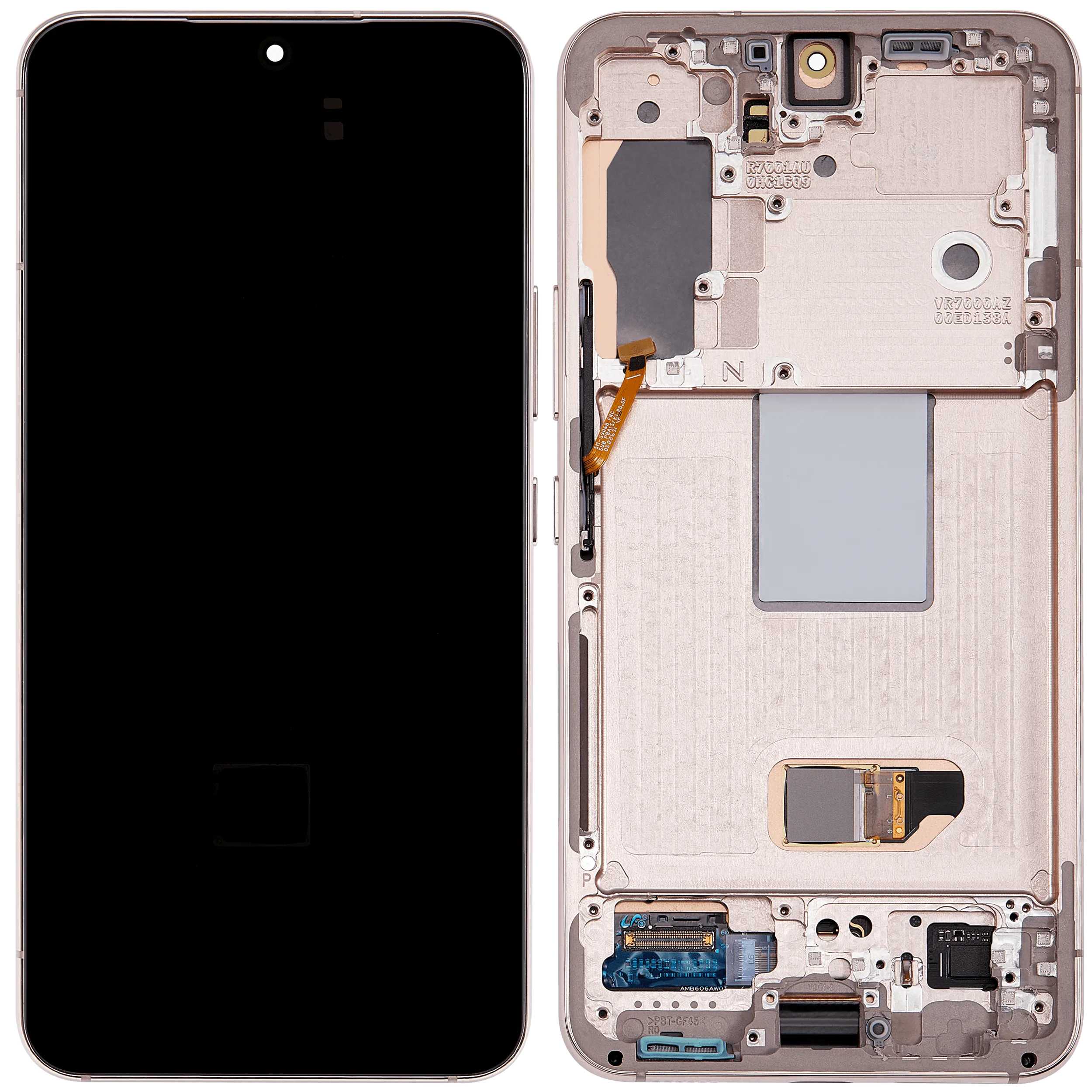 OLED-Display mit Rahmen für Samsung Galaxy S22 5G (US & International) (Aftermarket Plus) (Pink Gold)