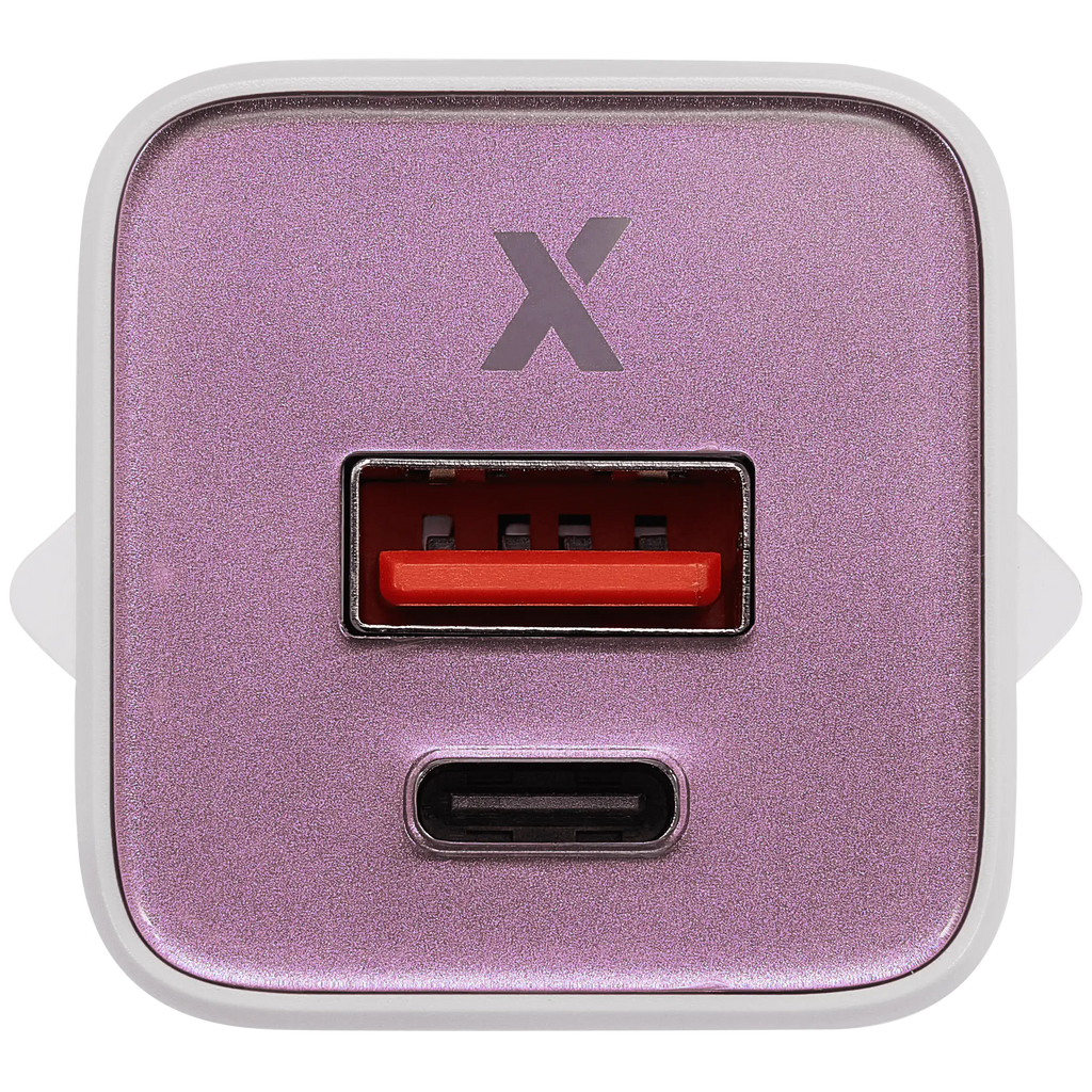 AmpSentrix Pro 30W 2-in-1 USB-C / USB-A GaN Wall Adapter (220V / EU Plug) (Pink)