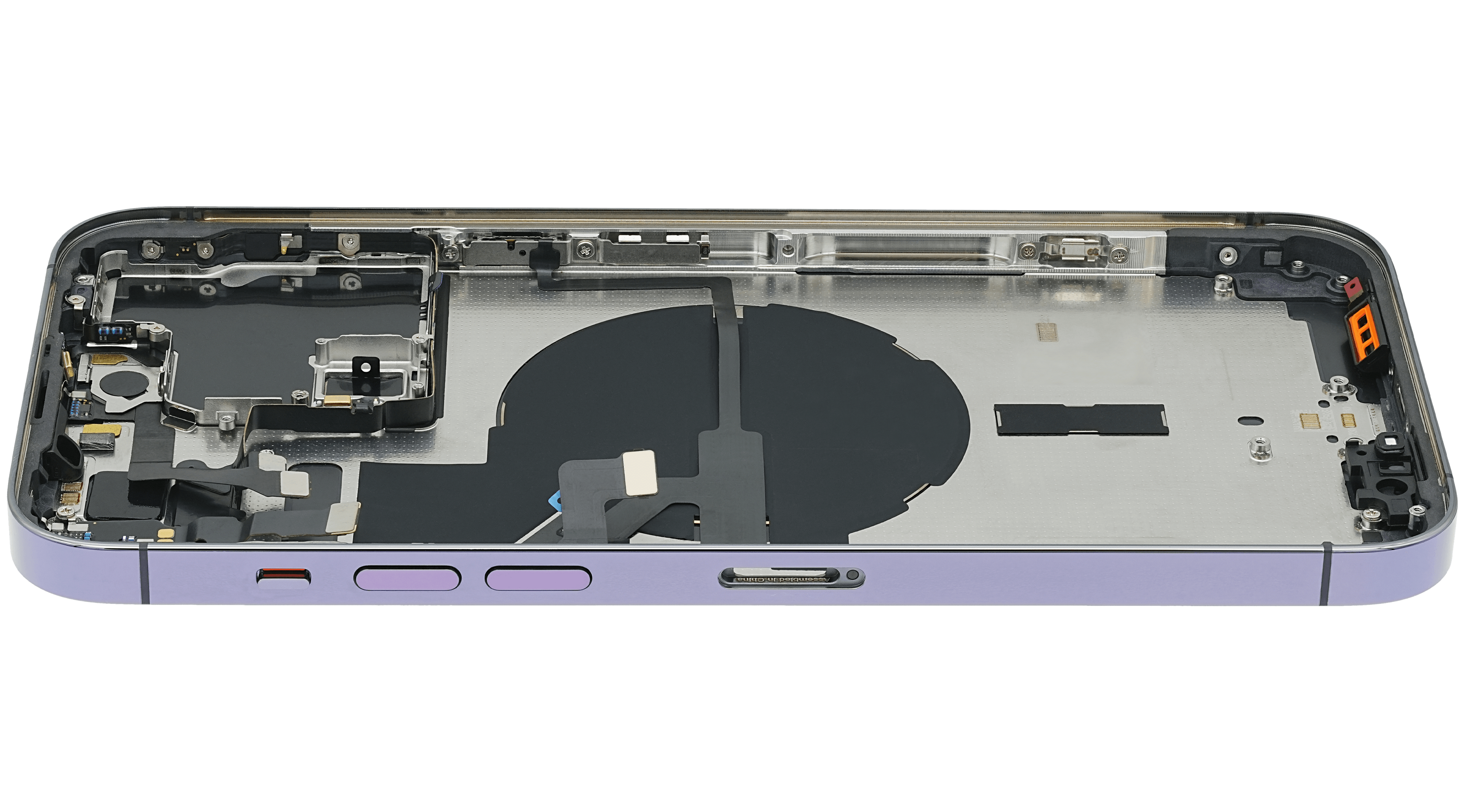 Backcover/Rahmen mit Small Parts für iPhone 14 Pro Max (EU / Global Version) (gebrauchter OEM-Ausbau, Qualität A) (Deep Purple)