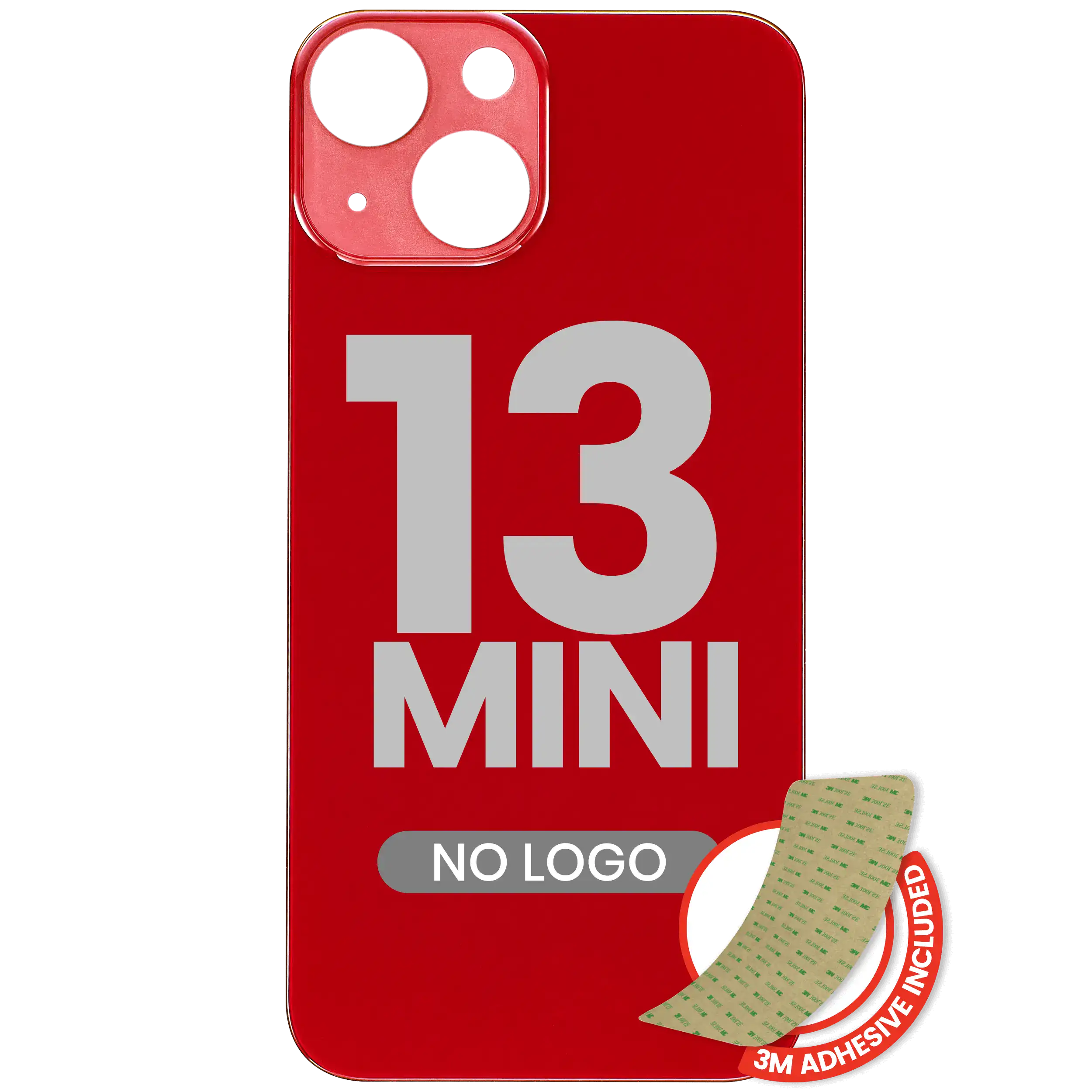 Back Cover with 3M Adhesive for iPhone 13 Mini (No Logo, Large Camera Hole) Red