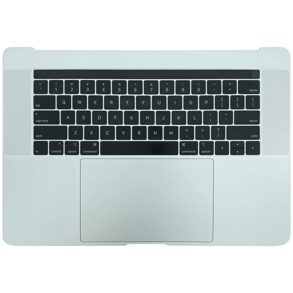 Top Case mit Akku and Keyboard (ANSI US) für MacBook Pro 15" A1990 (2018-2019) (gebrauchter OEM-Ausbau, Qualität B/C) (Silber)
