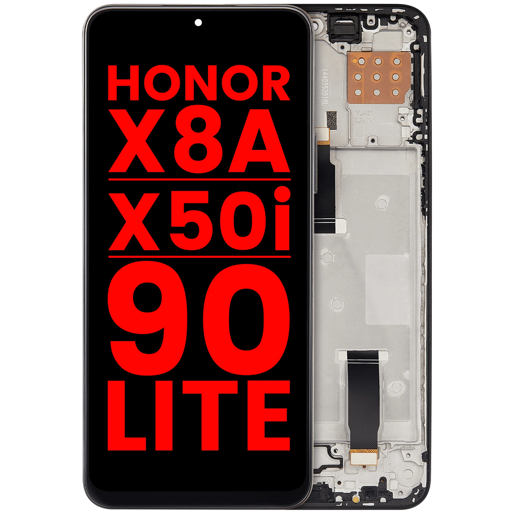 LCD-Display mit Rahmen für Honor X8A / X50i / 90 Lite (Aftermarket Plus) (Midnight Schwarz)