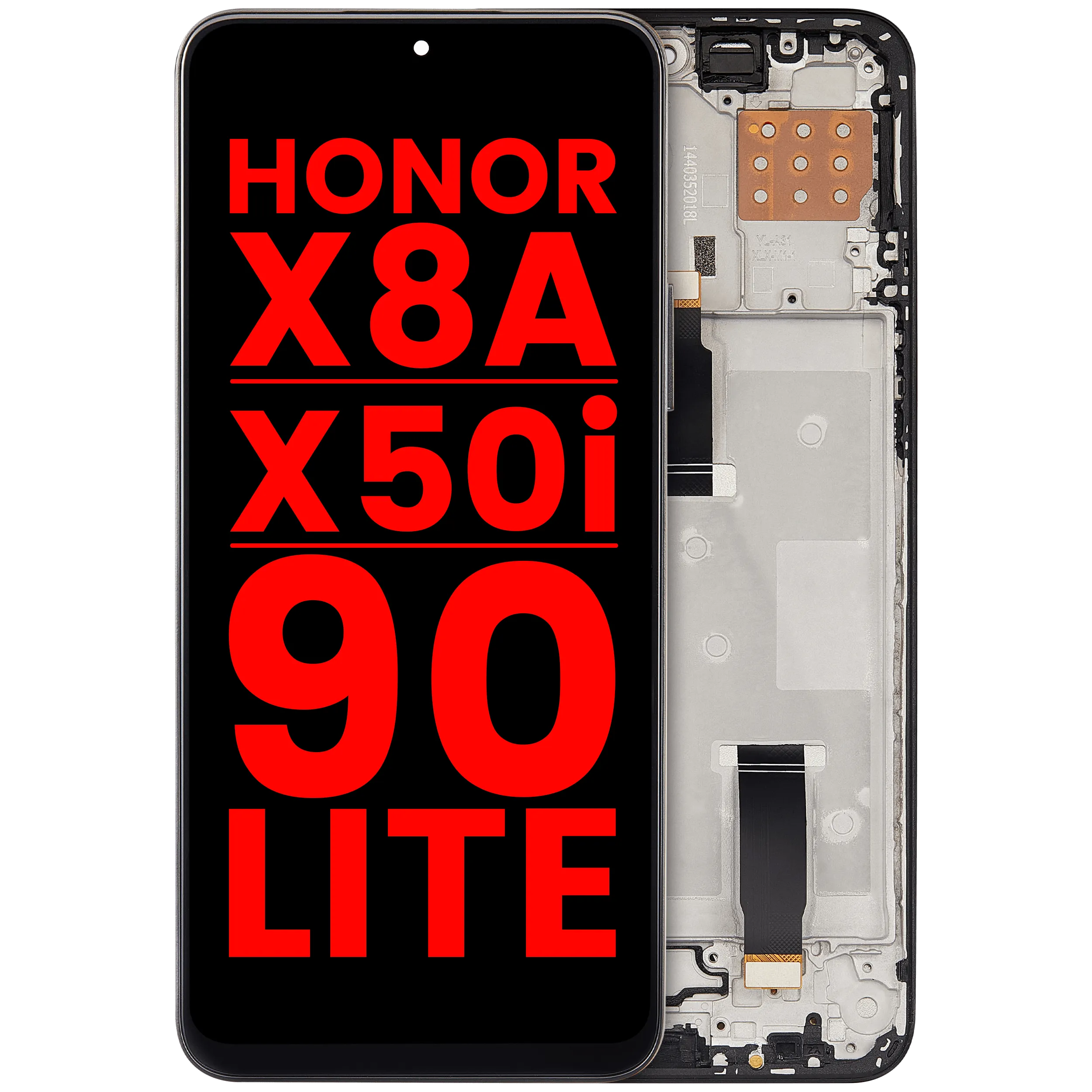 LCD-Display mit Rahmen für Honor X8A / X50i / 90 Lite (Aftermarket Plus) (Midnight Schwarz)