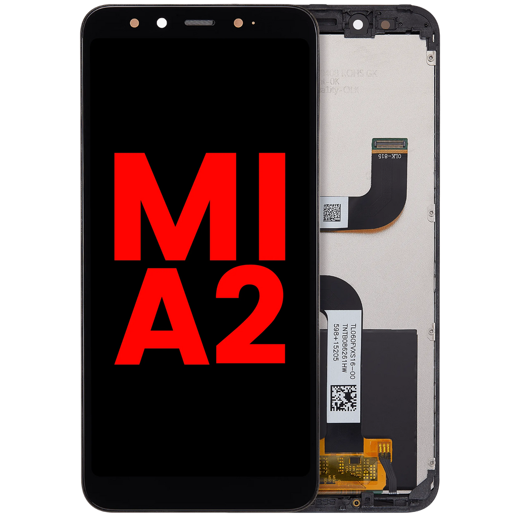 LCD-Display mit Rahmen für Xiaomi Mi A2 (Aftermarket Plus) (Schwarz)