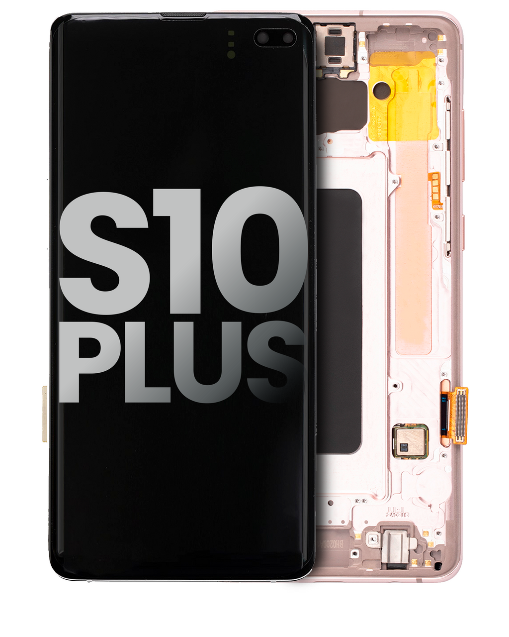 OLED-Display mit Rahmen für Samsung Galaxy S10 Plus (gebrauchter OEM-Ausbau, Qualität A) (Flamingo Pink)