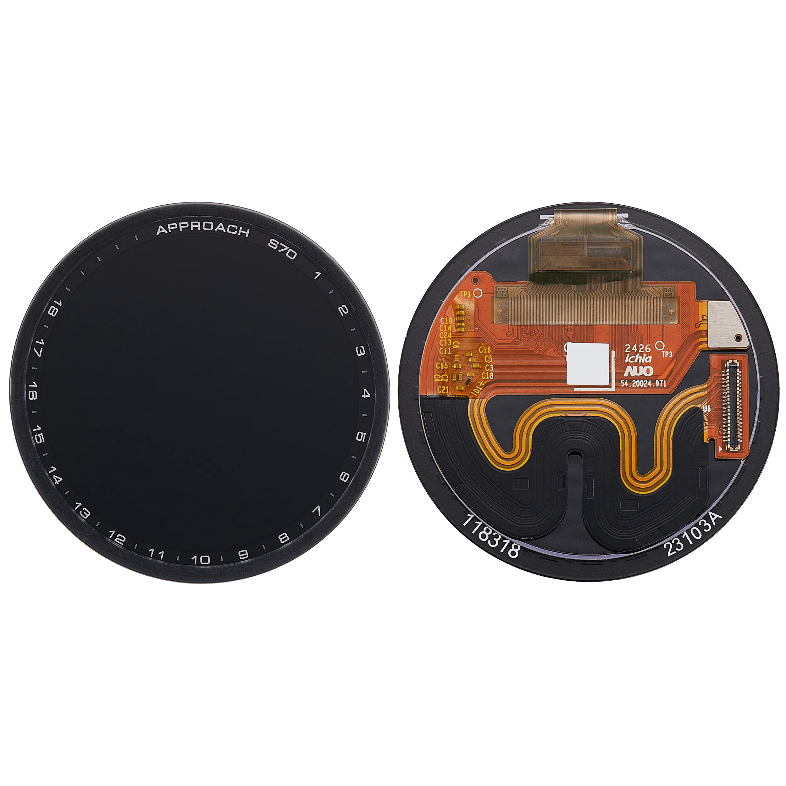 OLED-Display ohne Rahmen für Garmin Approach S70 (42mm) (2023) (Premium) (Schwarz)