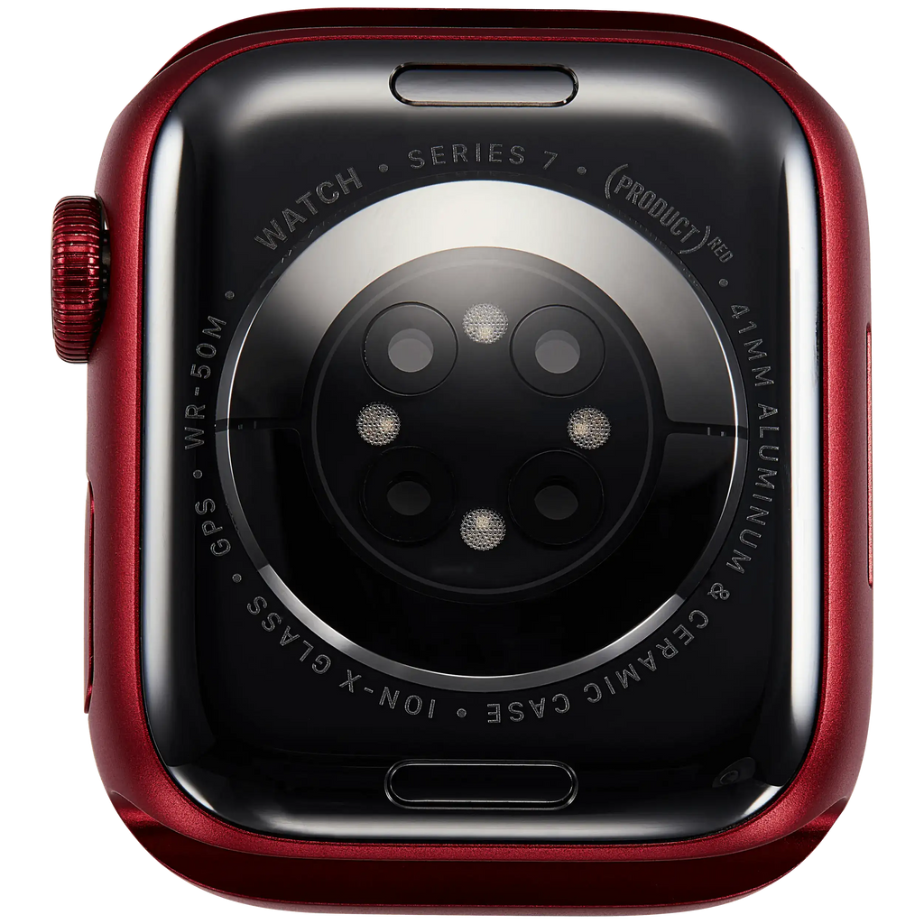 Backcover/Rahmen Compatible für Watch Series 7 (41MM) (gebrauchter OEM-Ausbau, Qualität A) (GPS Version) (Aluminum / Red)
