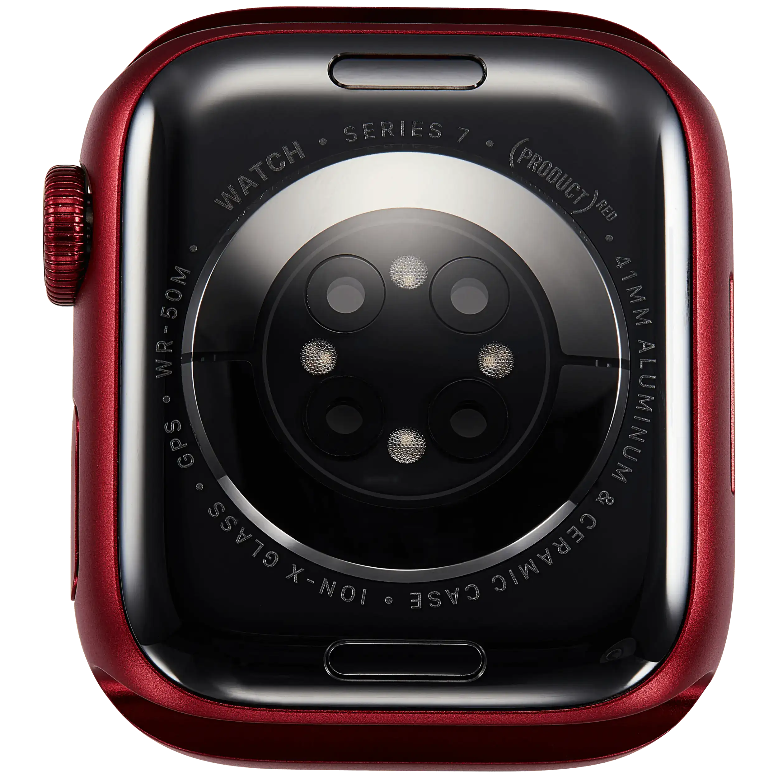 Backcover/Rahmen Compatible für Watch Series 7 (41MM) (gebrauchter OEM-Ausbau, Qualität A) (GPS Version) (Aluminum / Red)