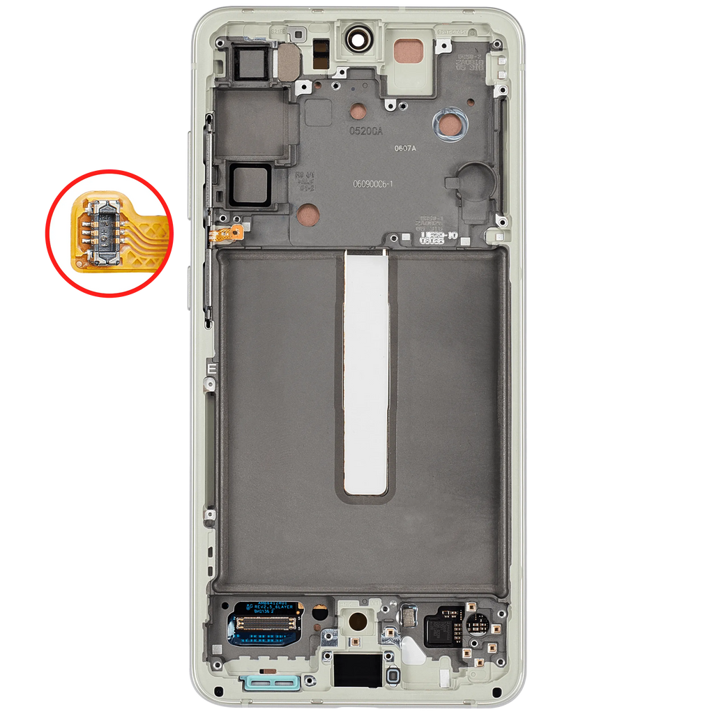 OLED-Display mit Rahmen für Samsung Galaxy S21 FE 5G (US & Internationale Version) (Aftermarket Plus) (120Hz) (Olive Green)