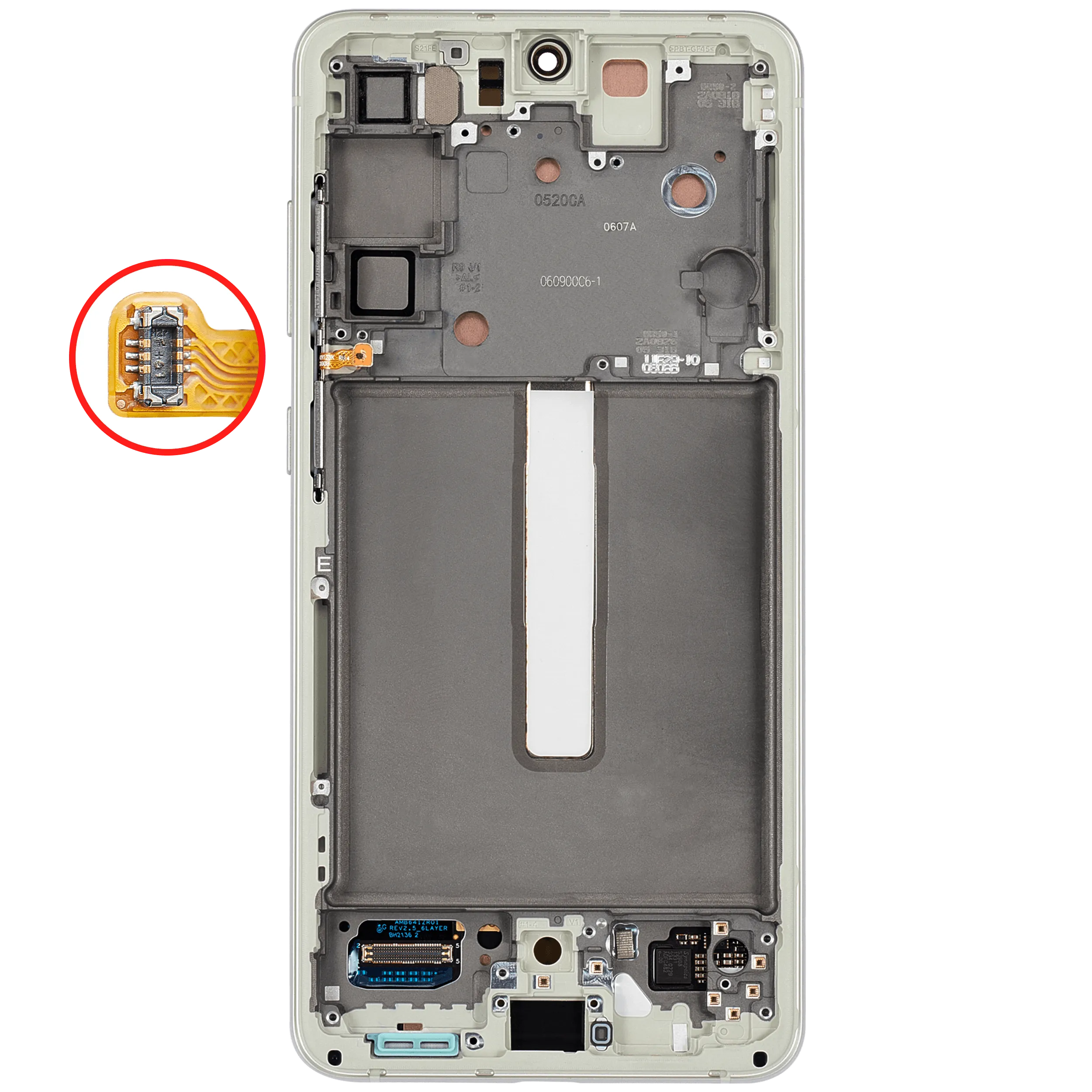 OLED-Display mit Rahmen für Samsung Galaxy S21 FE 5G (US & Internationale Version) (Aftermarket Plus) (120Hz) (Olive Green)