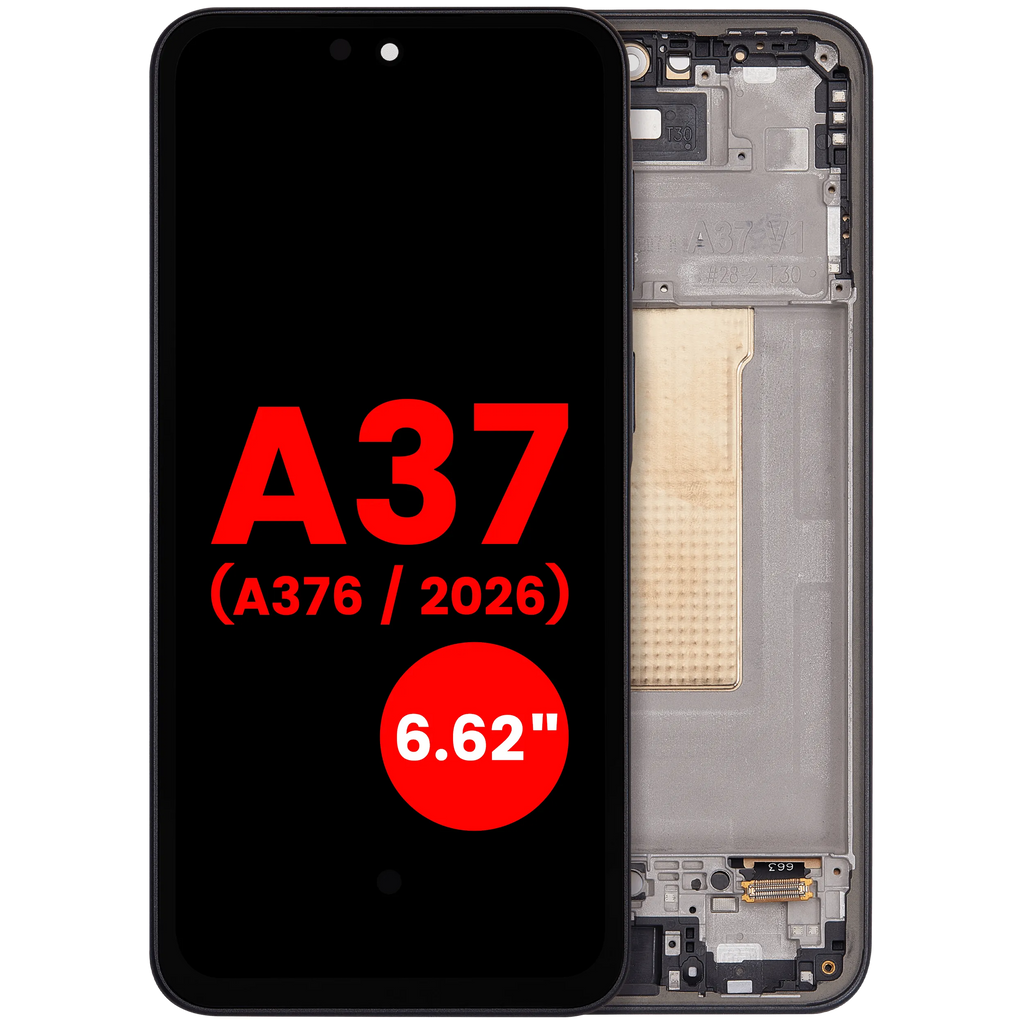 OLED-Display mit Rahmen für Samsung Galaxy A37 5G (A376 / 2026) (6.62") (Aftermarket Plus) (Charkoal)