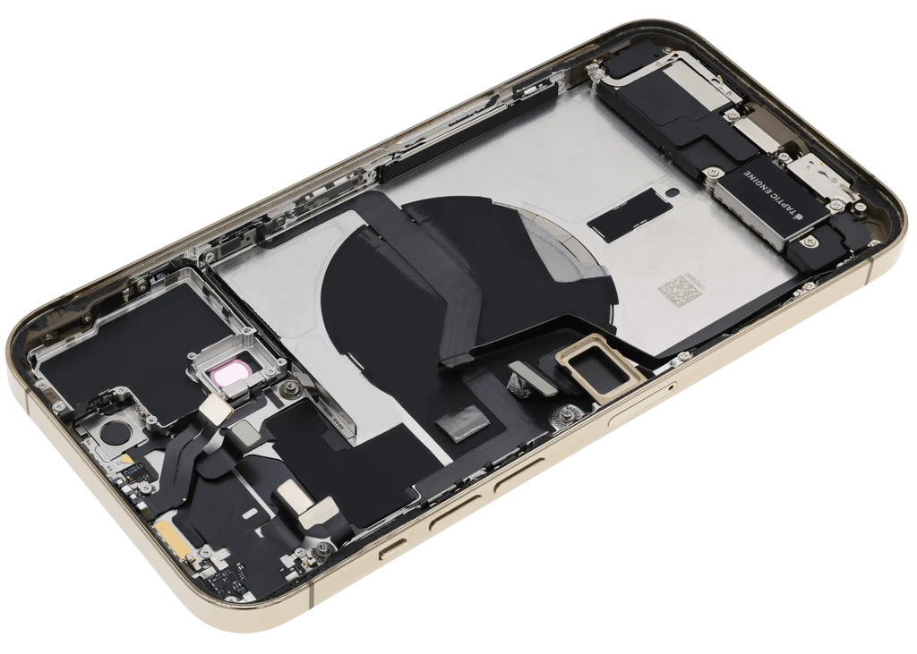 Backcover/Rahmen mit Ladebuchse Flex & Small Parts für iPhone 12 Pro Max (US-Version) (gebrauchter OEM-Ausbau, Qualität A) (Gold)