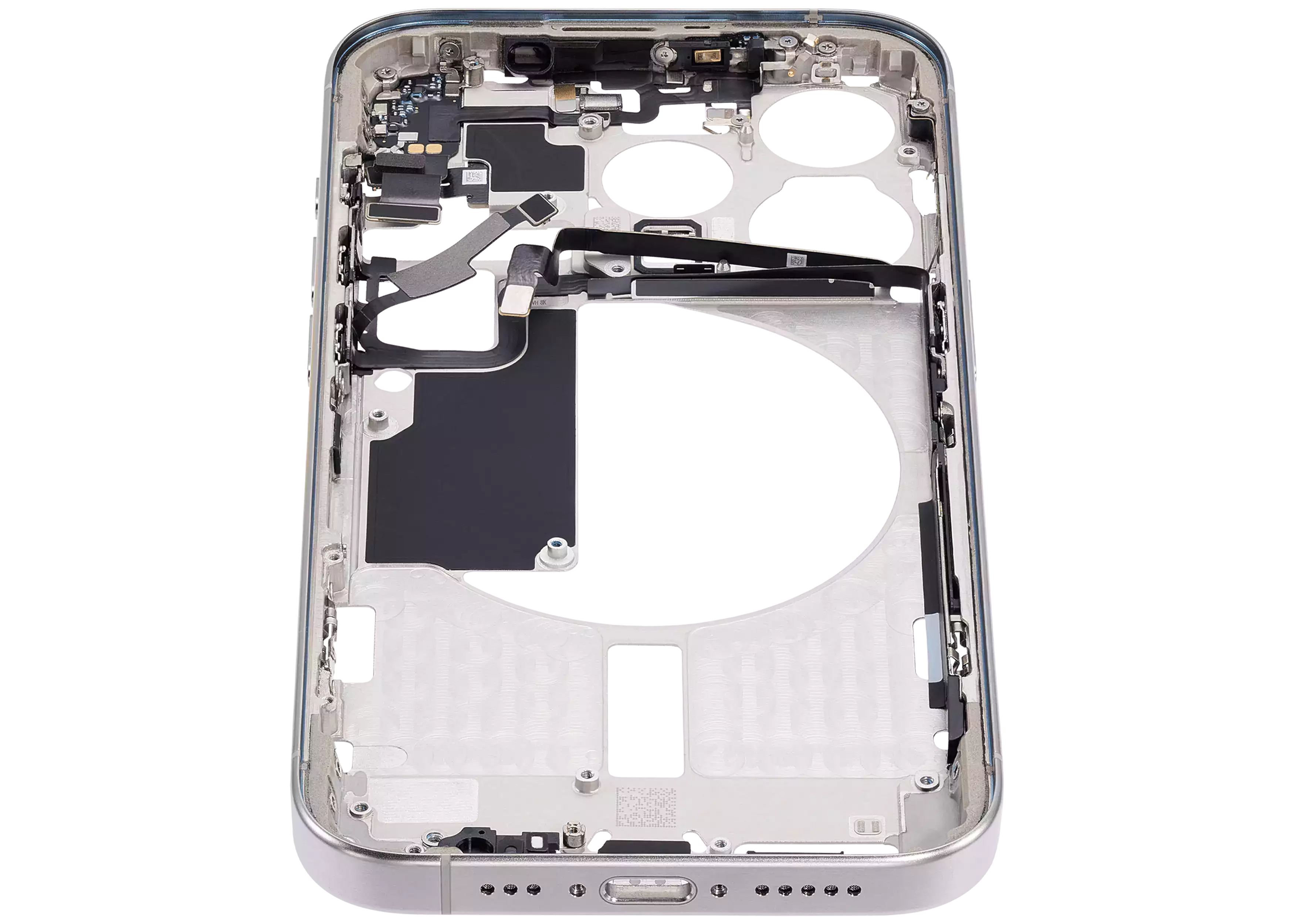 Midframe/Rahmen mit Small Parts für iPhone 15 Pro (EU / Global Version) (Aftermarket Plus) (Weiß Titanium)