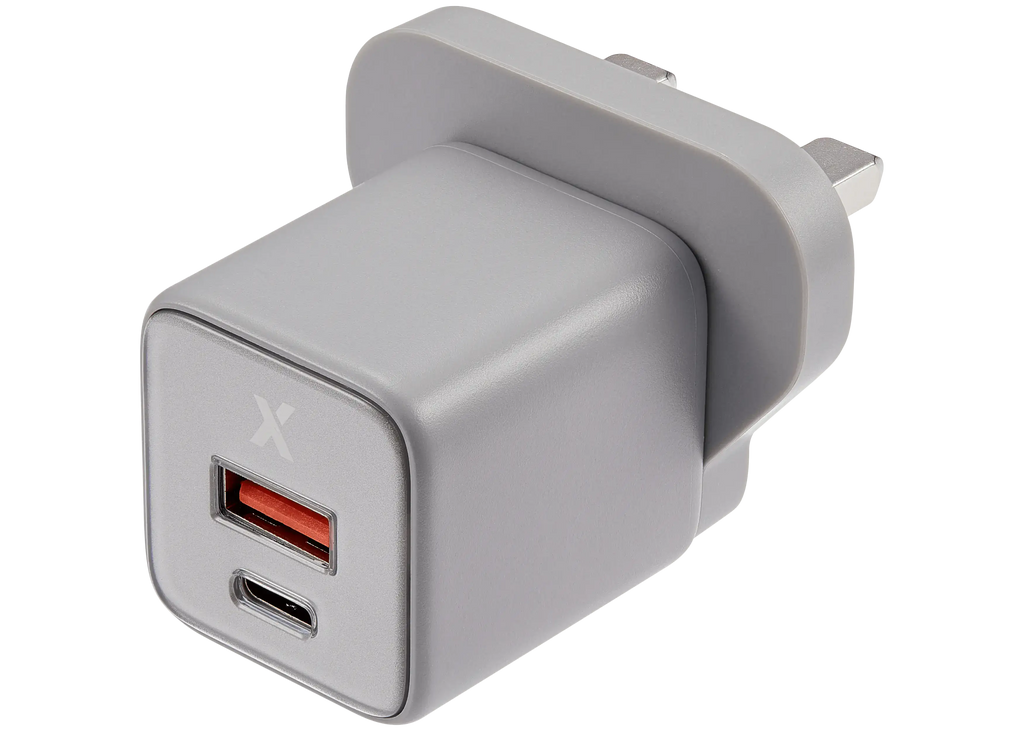 AmpSentrix 30W 2-in-1 USB-C / USB-A Wall Adapter (220V / UK Plug) (Natural Titanium)