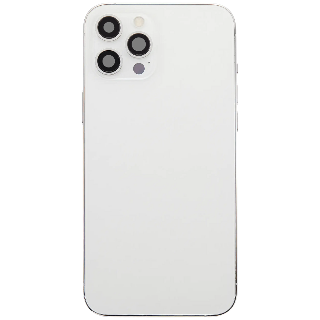 Backcover/Rahmen mit Ladebuchse Flex & Small Parts für iPhone 12 Pro Max (EU / Global Version) (gebrauchter OEM-Ausbau, Qualität B) (Silber)