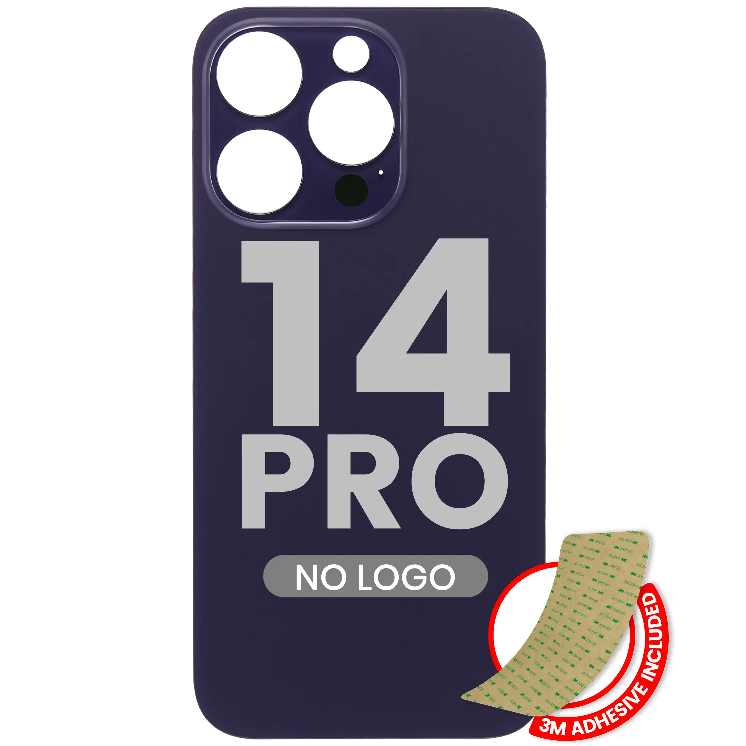 Back Cover with 3M Adhesive for iPhone 14 Pro (No Logo / Large Camera Hole) (Deep Purple)