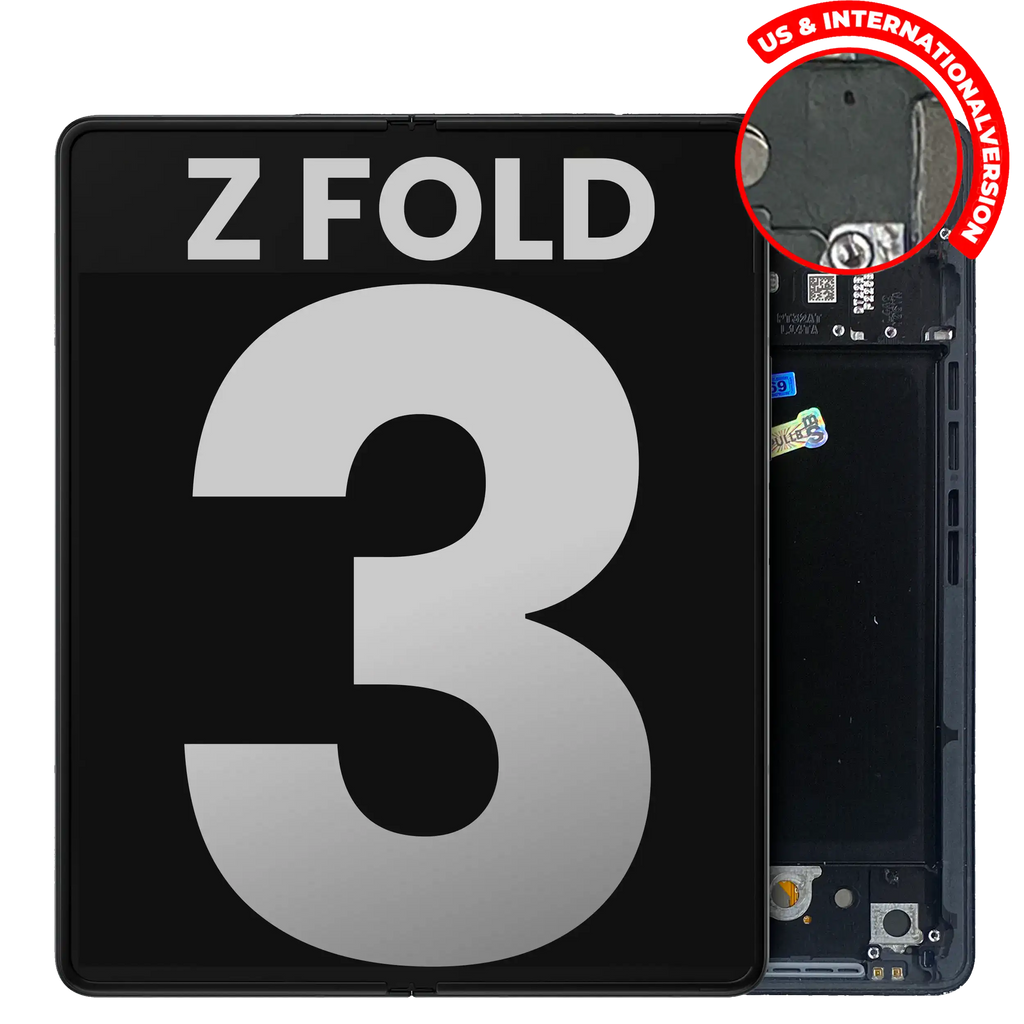 Inner OLED-Display mit Rahmen für Samsung Galaxy Z Fold 3 5G (US & International) (gebrauchter OEM-Ausbau, Qualität B/C) (Phantom Black)